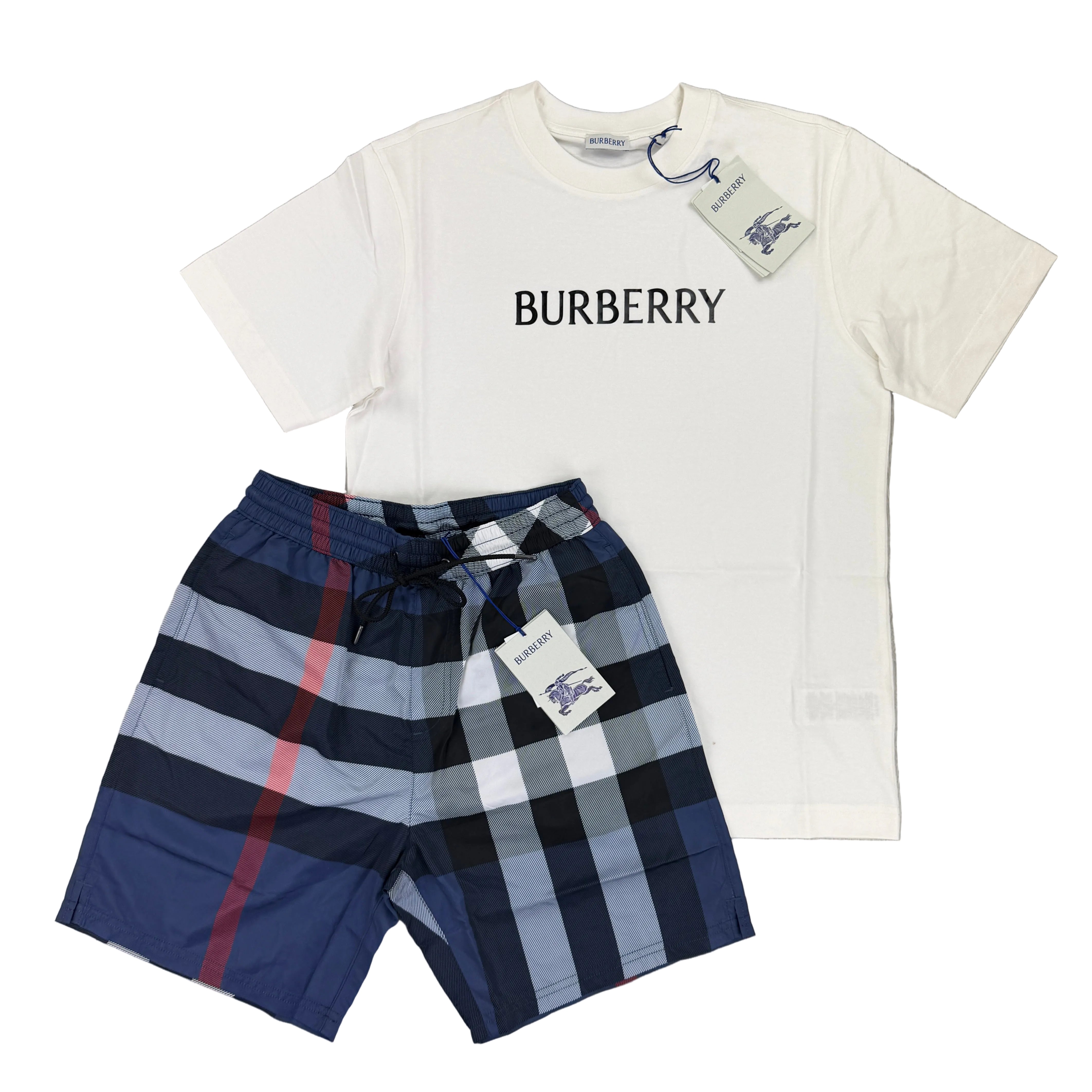 Burberry Men's White T-shirt & Shorts Set – Trickey.store