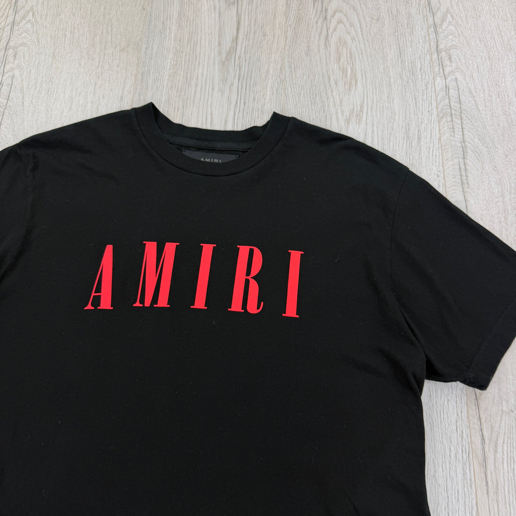 Amiri Men’s Black T-shirt Red Logo - XS