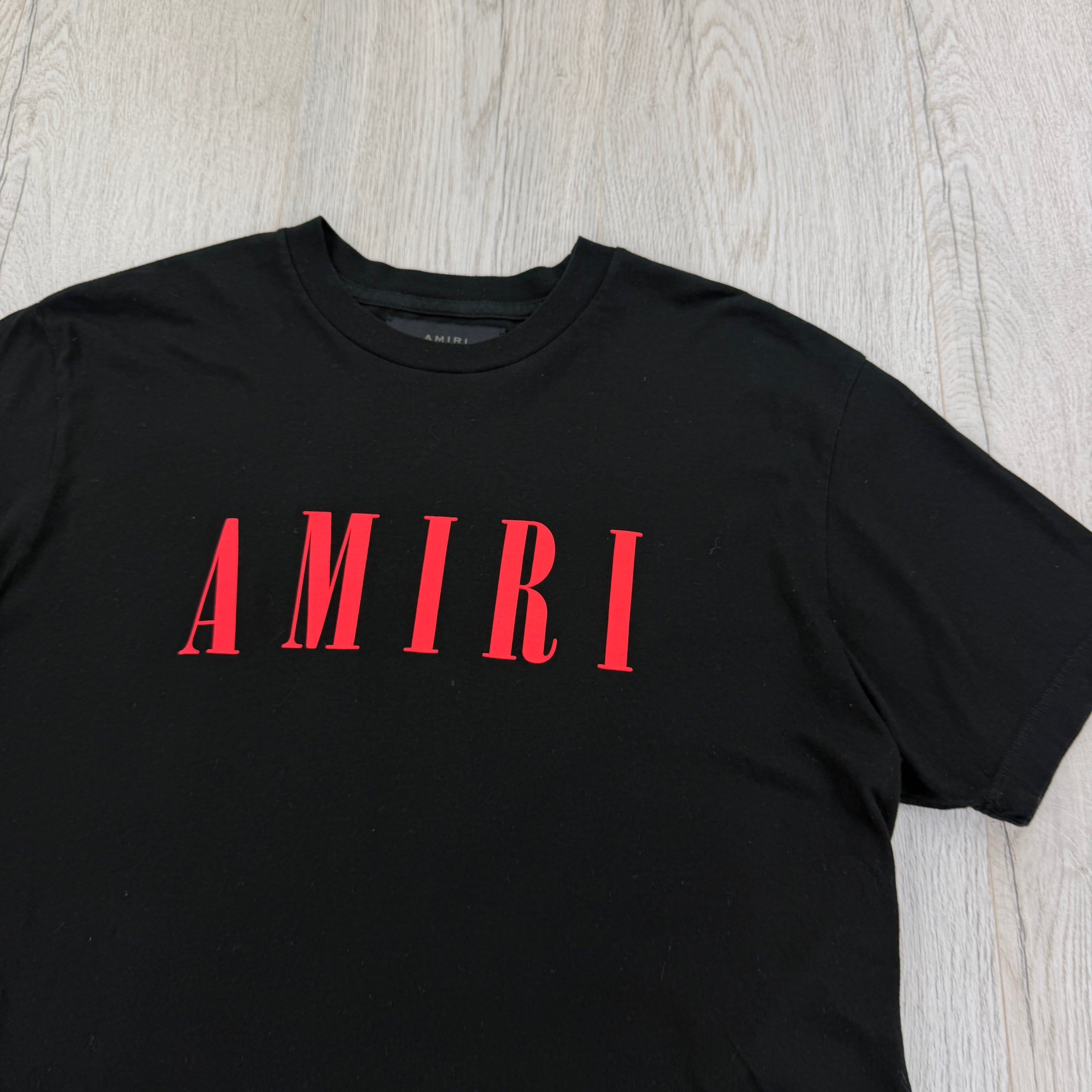 Amiri Men’s Black T-shirt Red Logo - XS