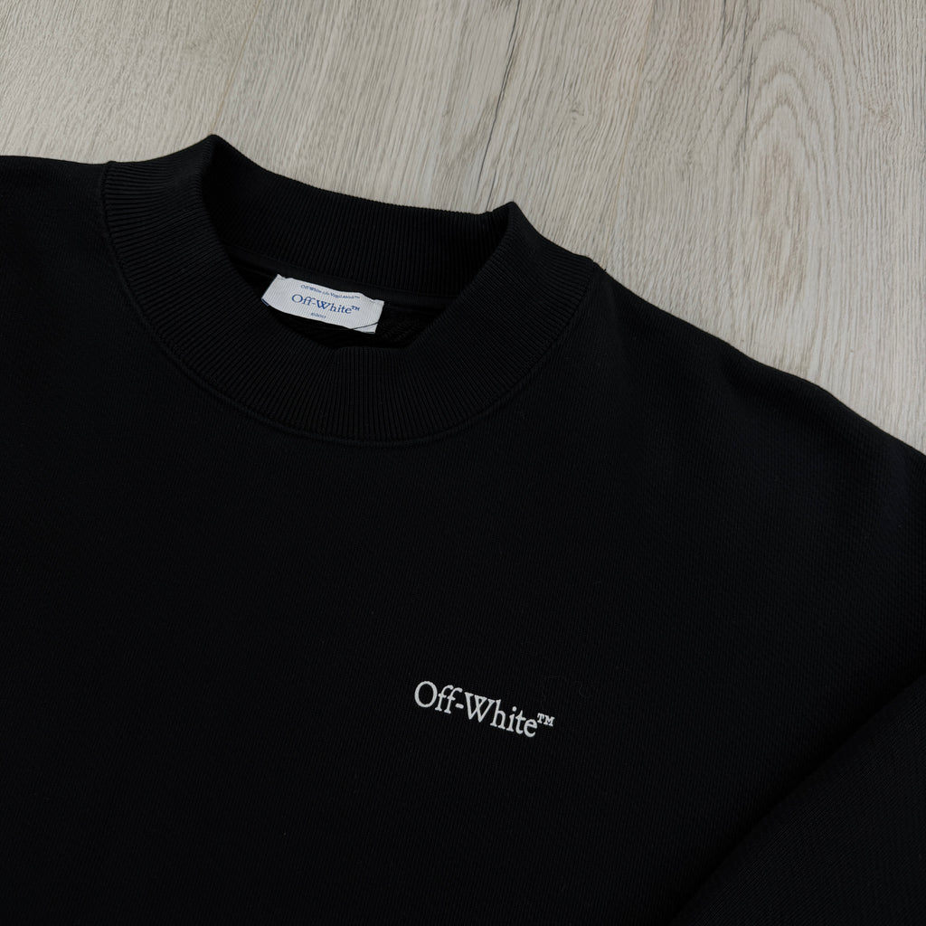Off White Men’s Black Crewneck Jumper Oversized - Large