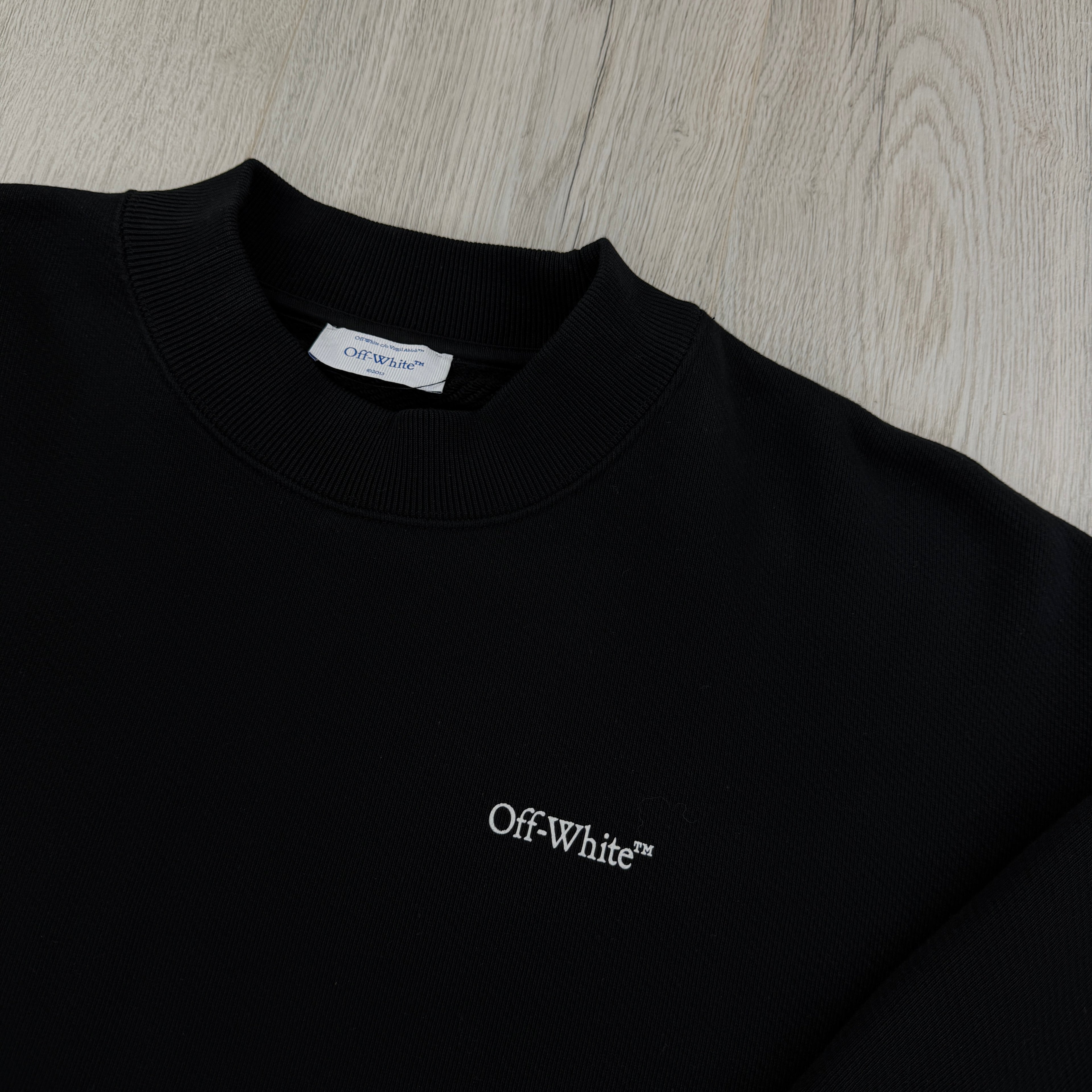 Off White Men’s Black Crewneck Jumper Oversized - Large