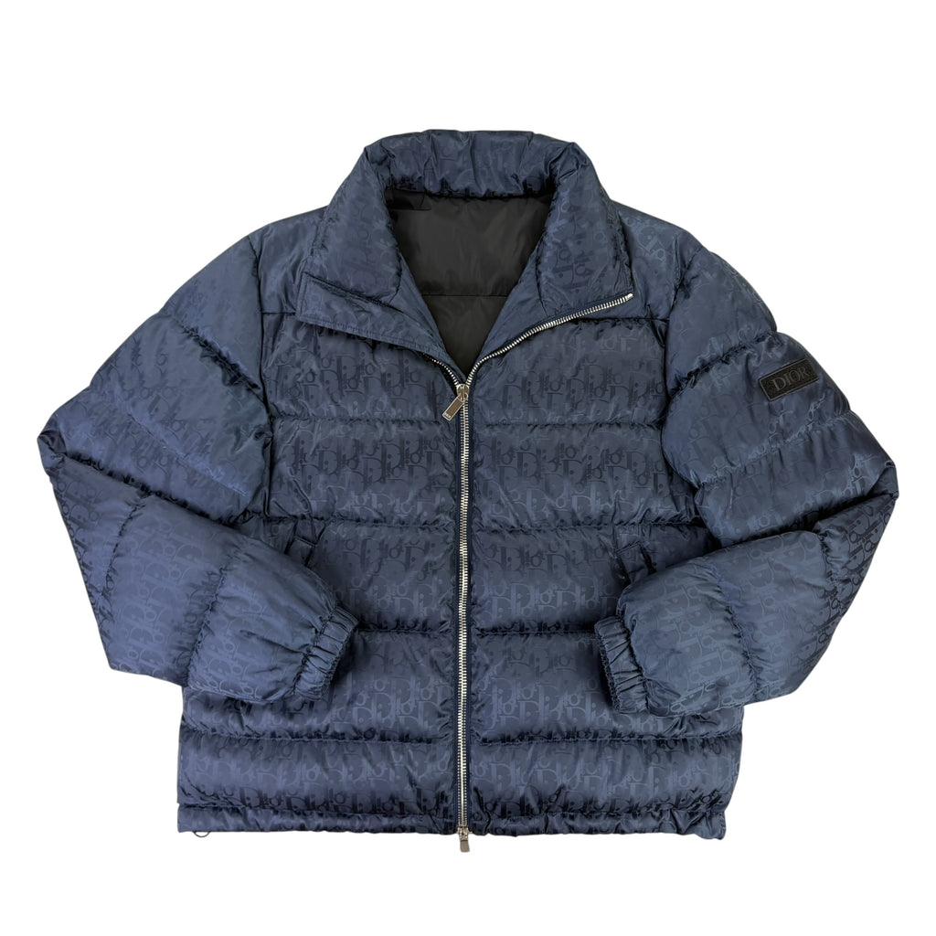Dior Men’s Navy Oblique Zip-up Down Jacket - 48 (M/L)