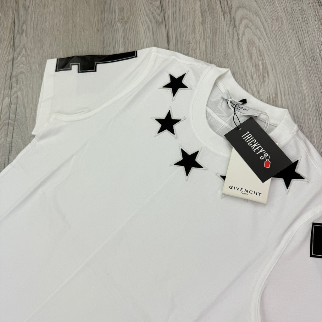 Givenchy Men’s White T-shirt Neckline Black Stars