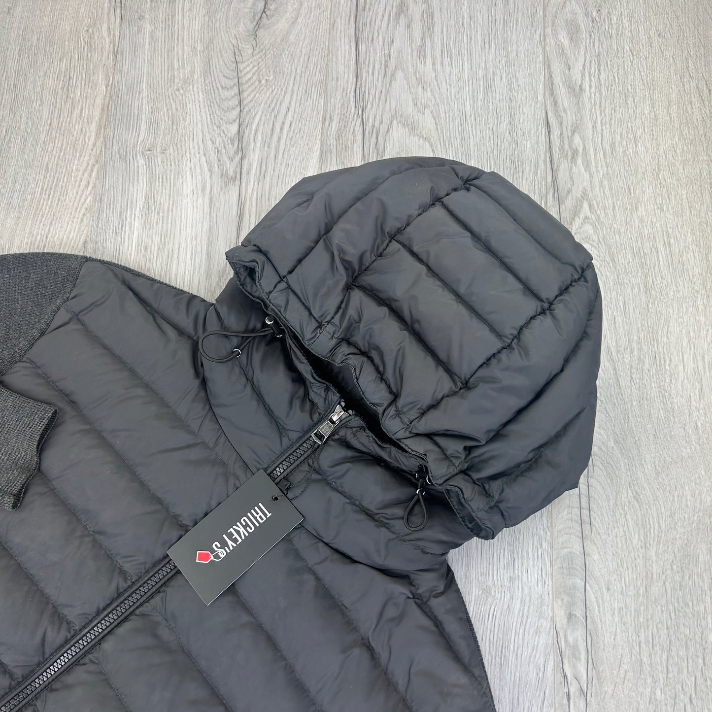 Moncler Men’s Dark Grey Padded & Knitted Maglia Hoodie - XL Slim