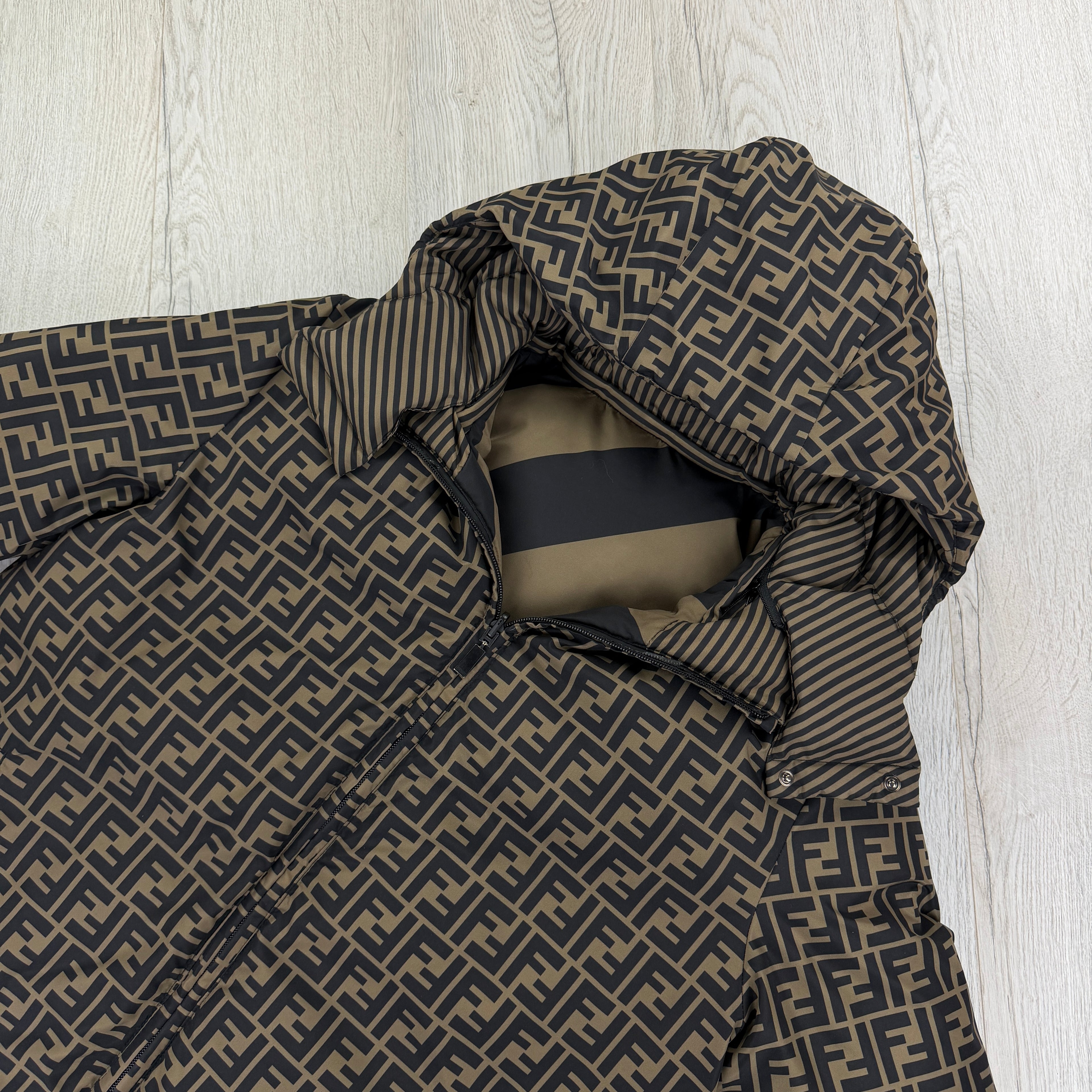 Fendi Men’s Zip-up FF Monogram Reversible Down Jacket - Size 52