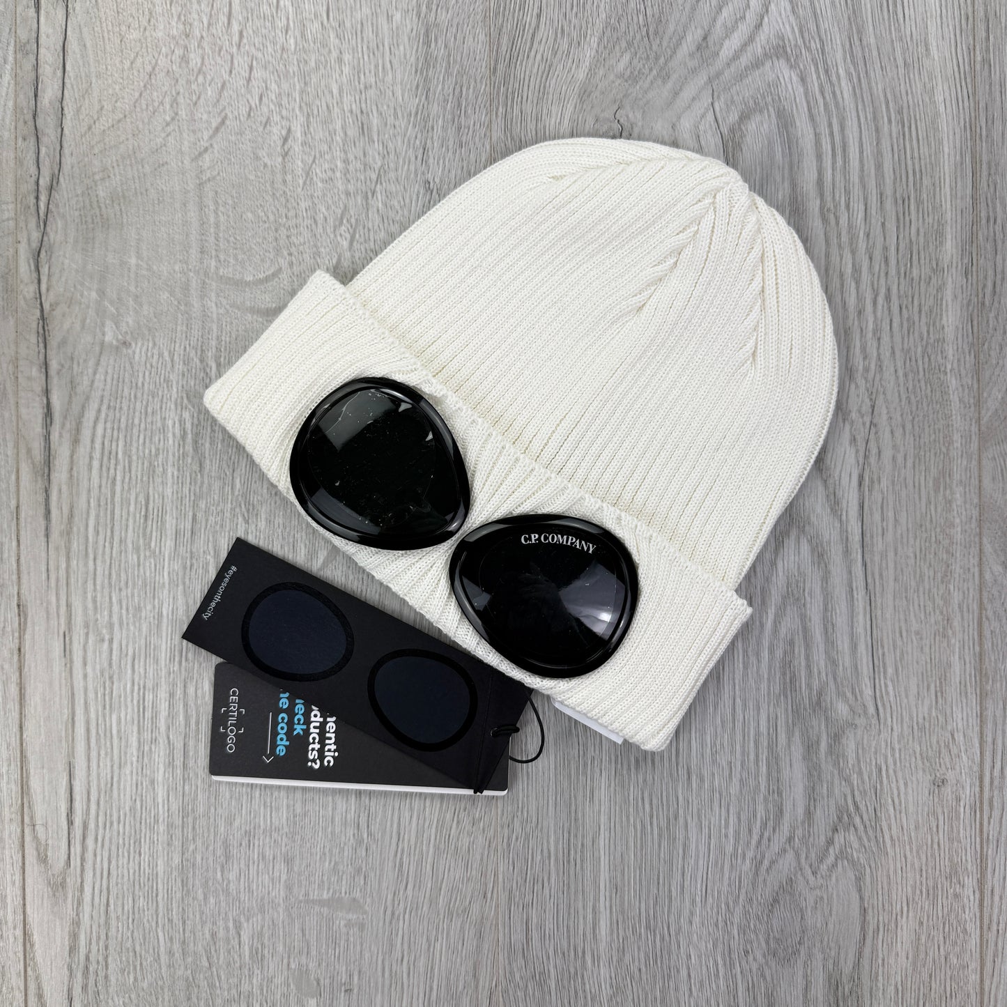 CP Company Men’s White Goggle Beanie