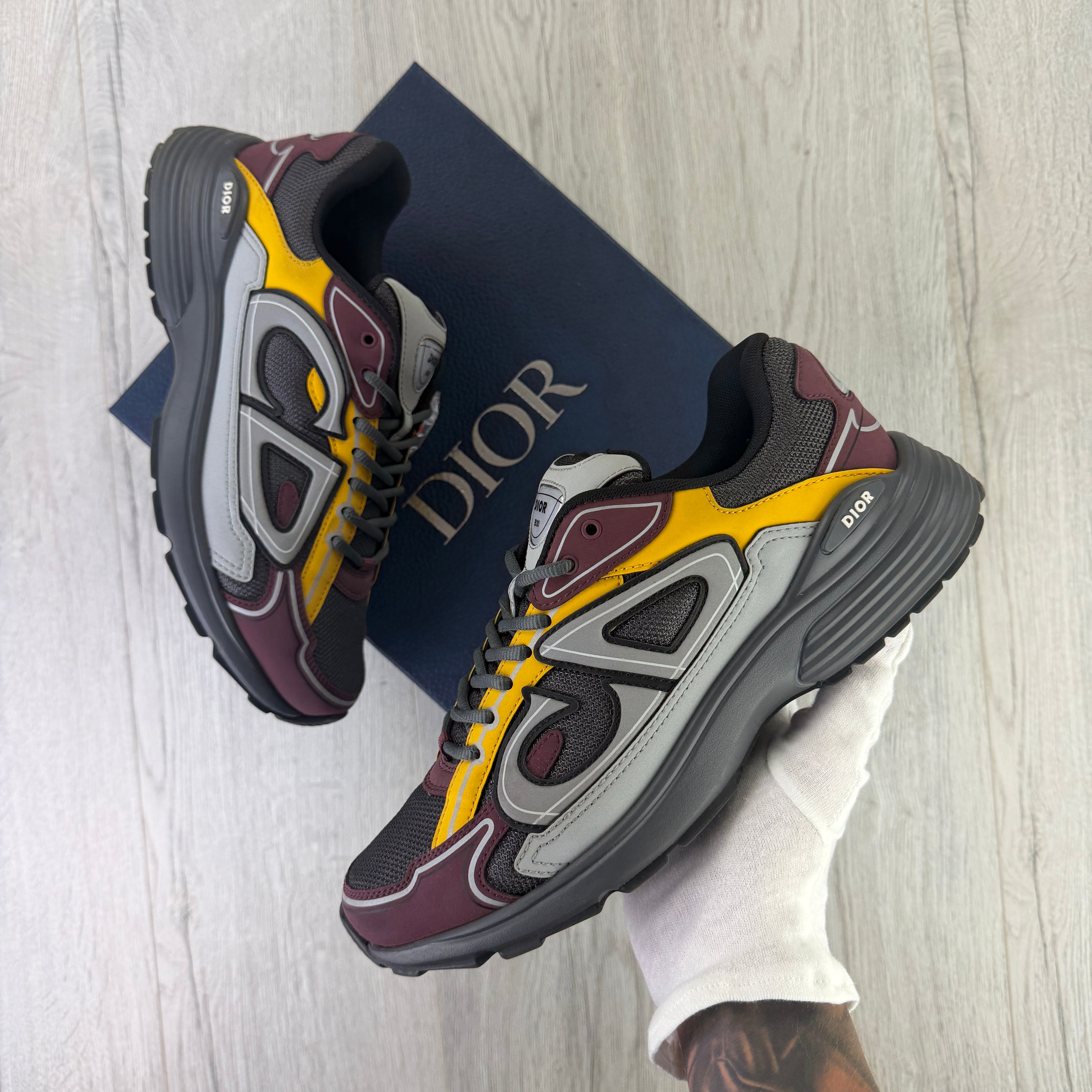Dior B30 Men’s Burgundy / Yellow Trainers - 43 (Uk 9)