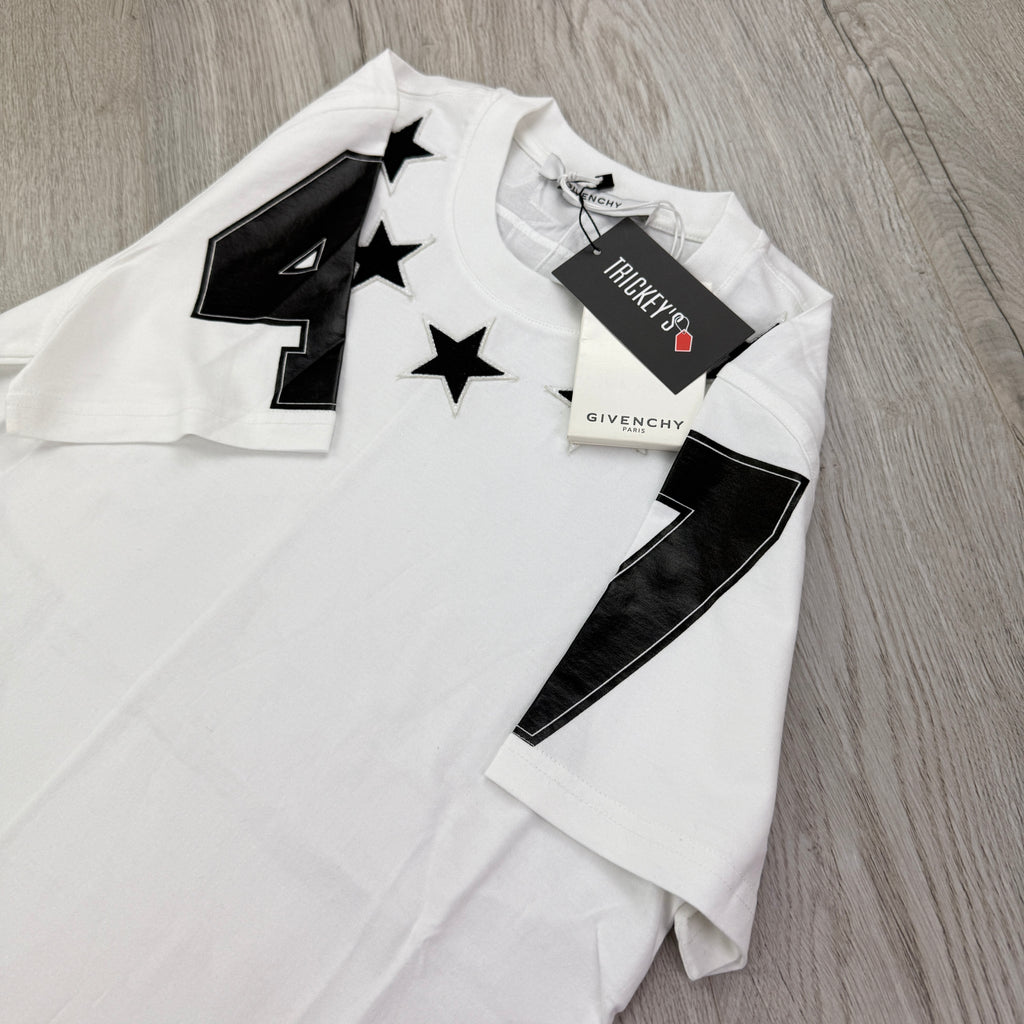 Givenchy Men’s White T-shirt Neckline Black Stars