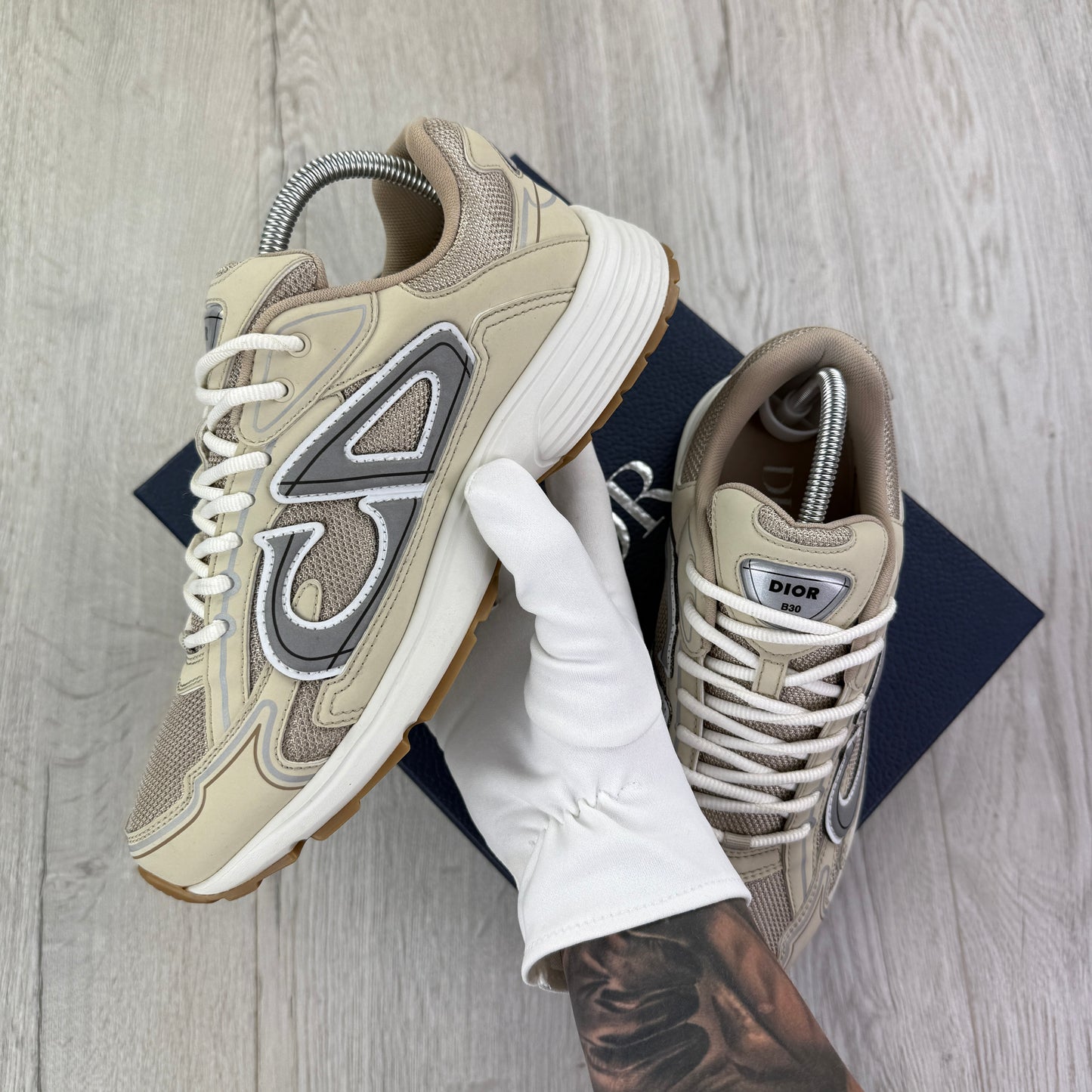 Dior B30 Men’s Cream Mesh and Technical Fabric Trainers - 41 (Fit Uk 7)