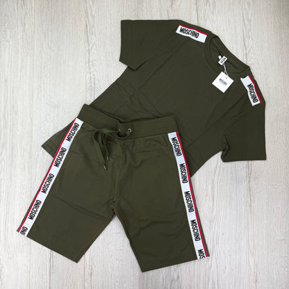 Moschino Men’s Khaki Green T-shirt & Short Set