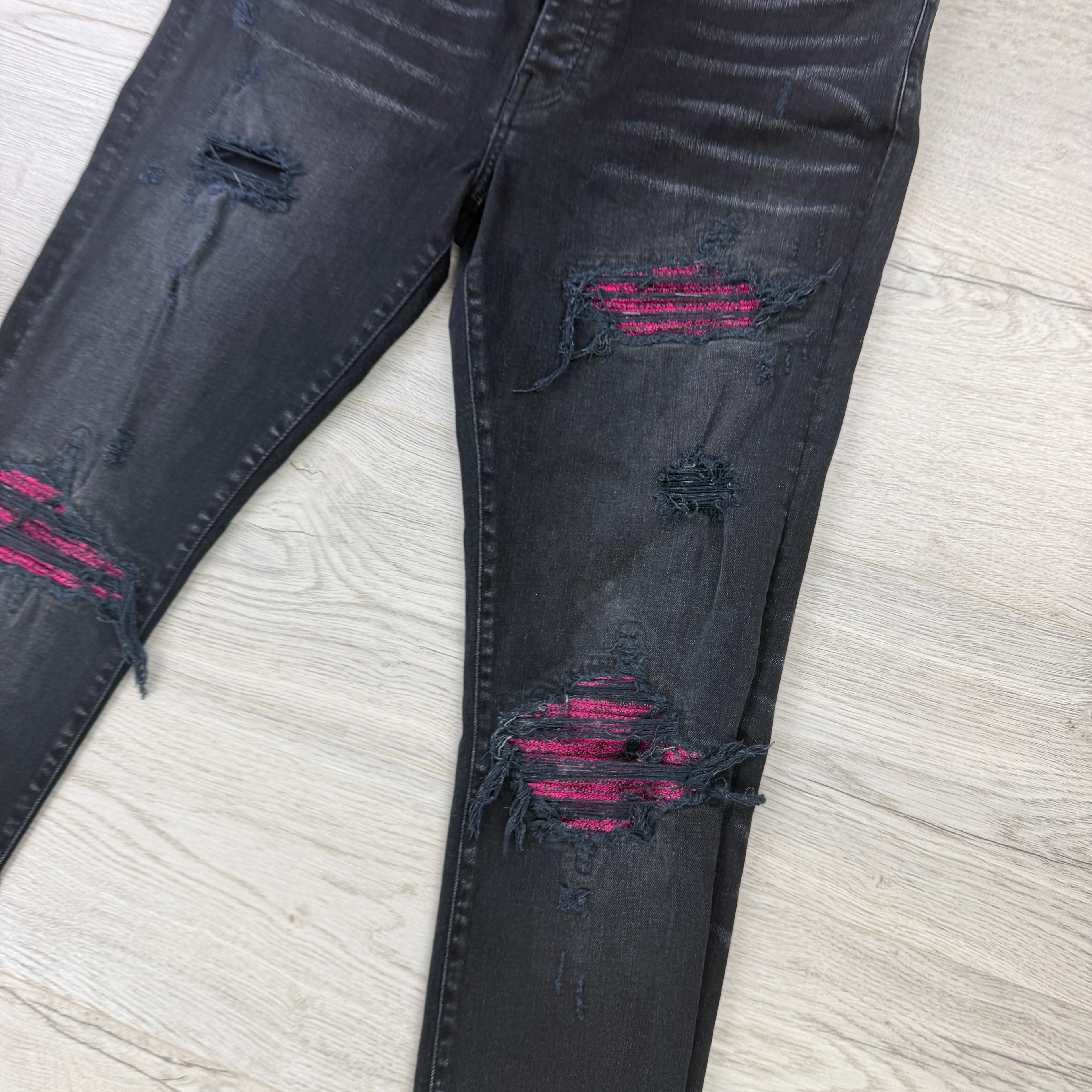 Amiri Men’s MX1 Aged Black Distressed Jeans - Uk 36