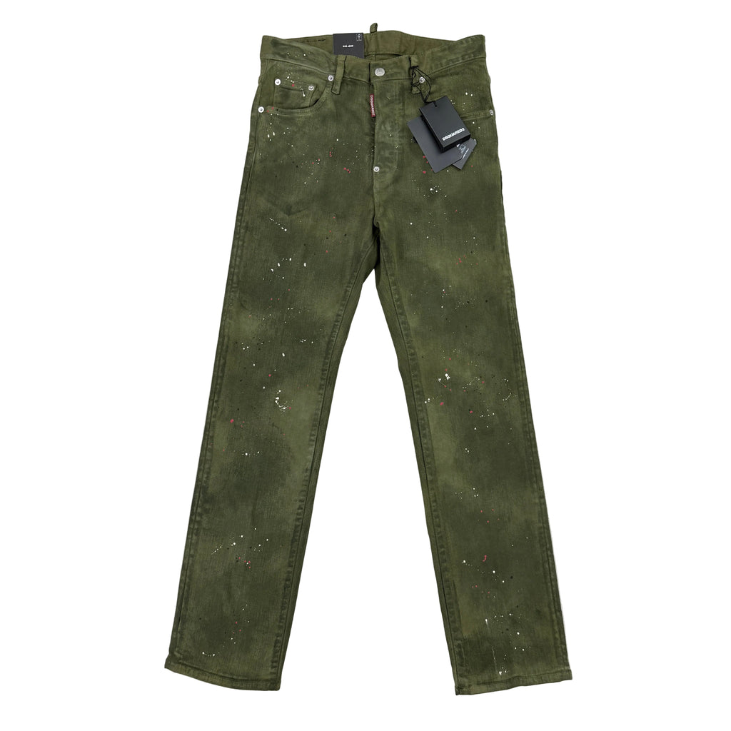 Dsquared2 Men’s Green Distressed Straight Jeans