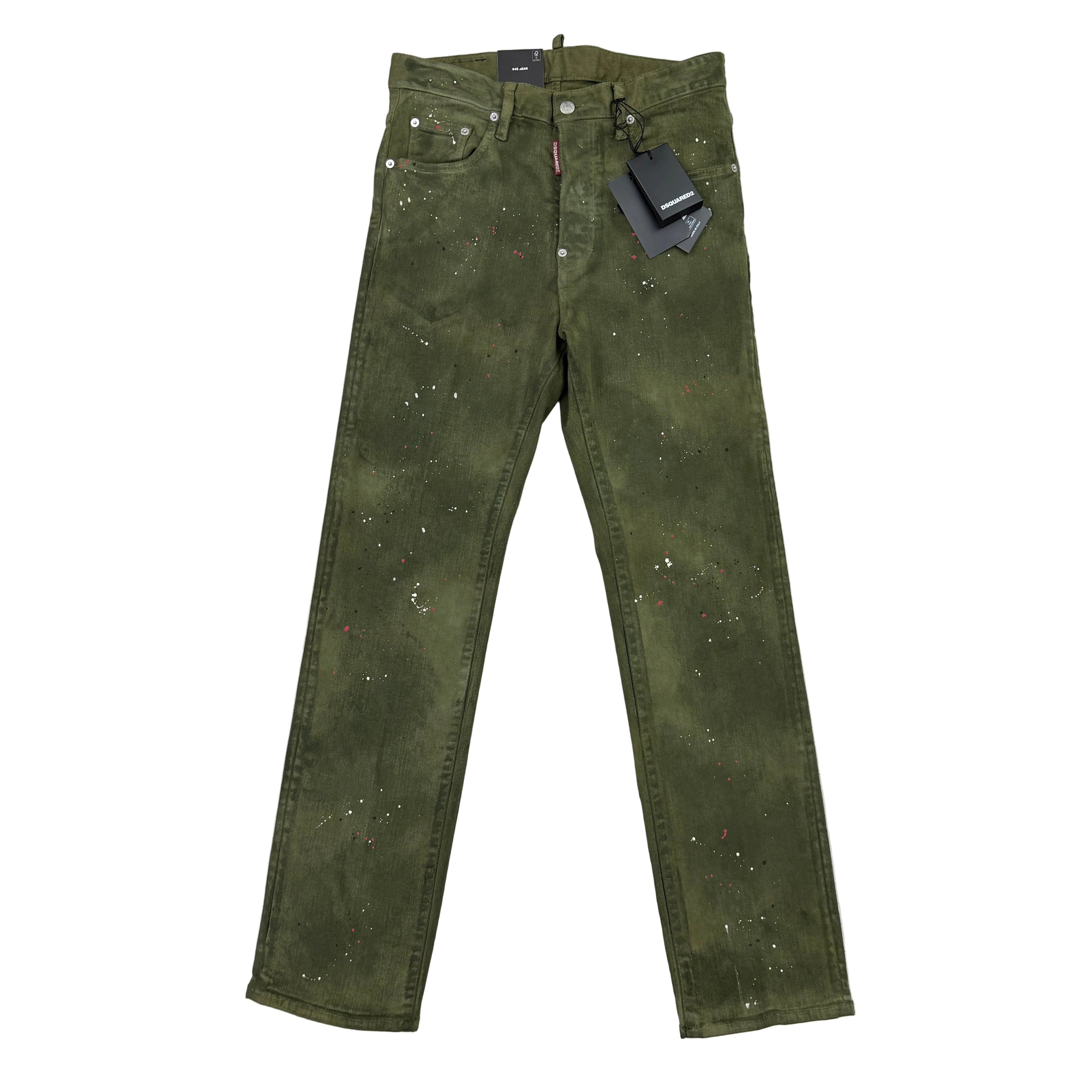 Dsquared2 Men’s Green Distressed Straight Jeans