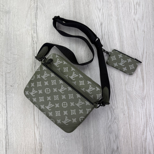 Louis Vuitton Men’s Olive / Khaki Monogram Trio Messenger Bag