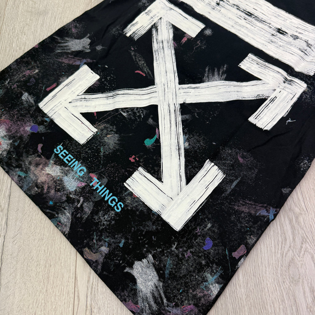 Off White Black Distressed Paint Splatter T-shirt
