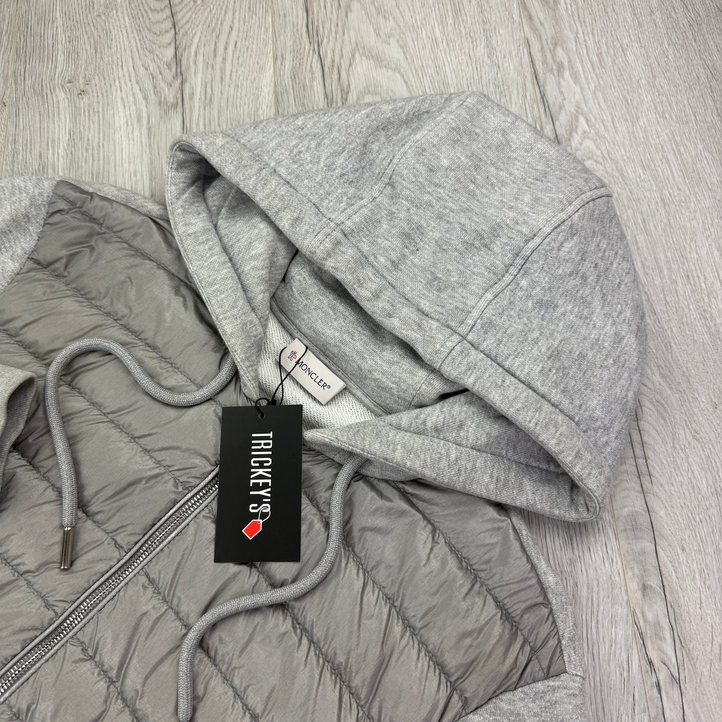Moncler Men’s Maglia Grey Zip-up Hoodie Reflective Sleeves - Medium