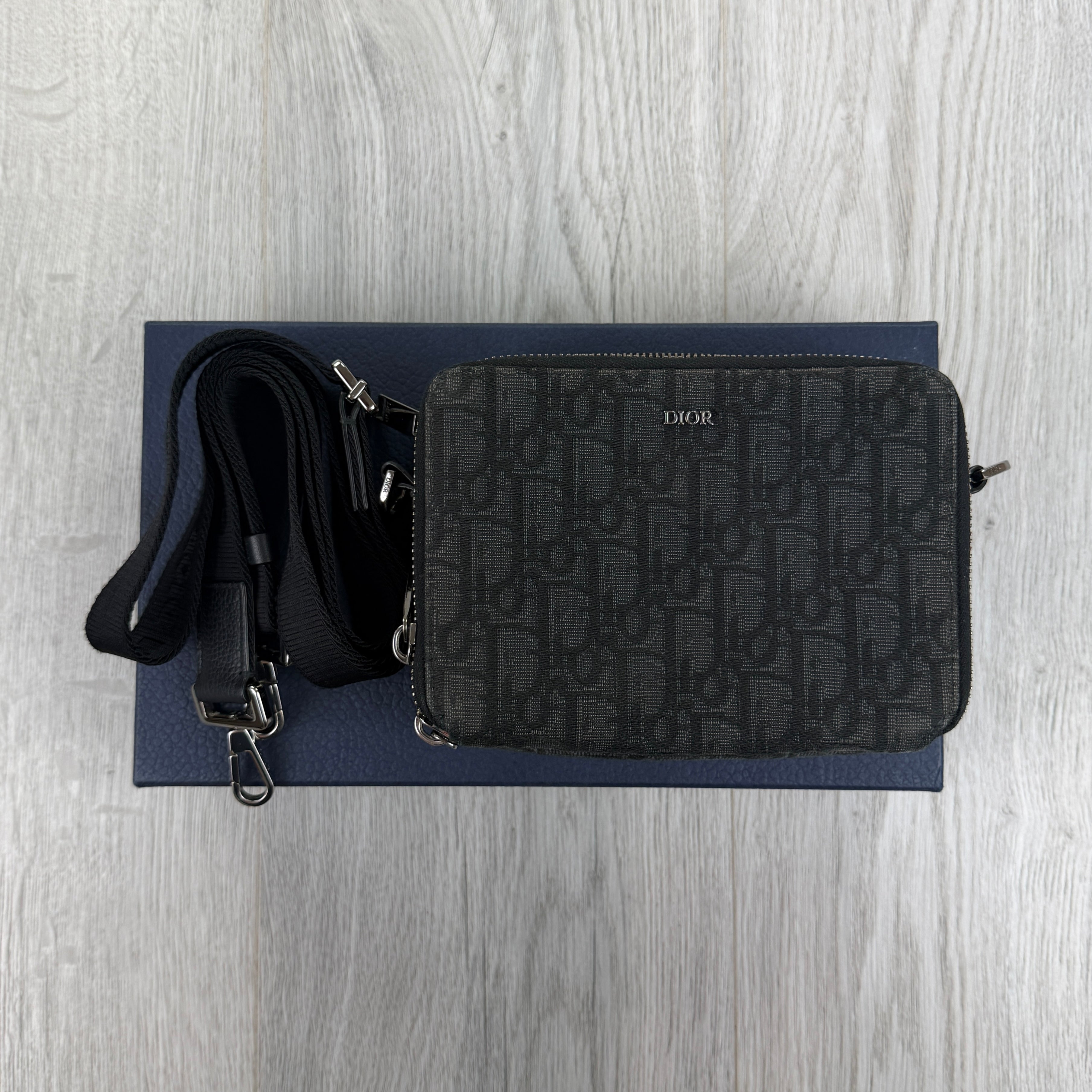 Dior Black Zipped Pouch With Shoulder Strap Bag