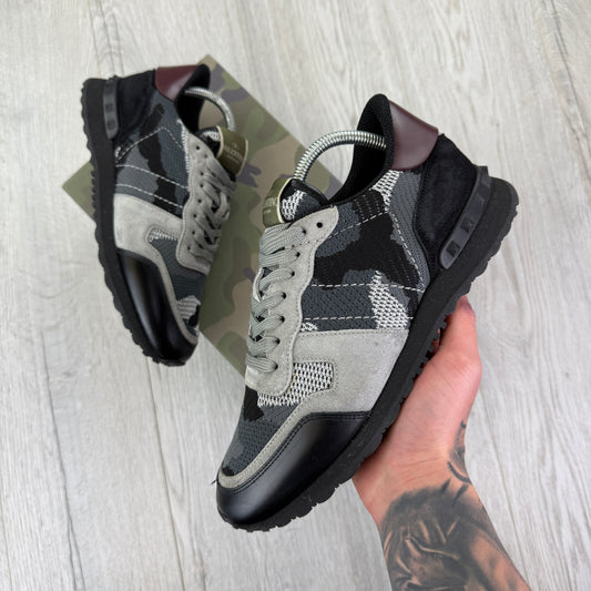 Valentino Men’s Black & Grey Camo Mesh Rockrunner Trainers - Uk 7
