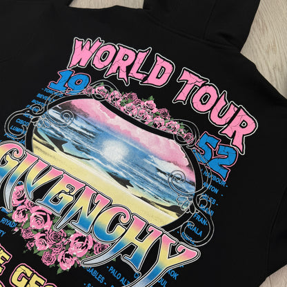 Givenchy Men’s Black Zip-up World Tour Hoodie