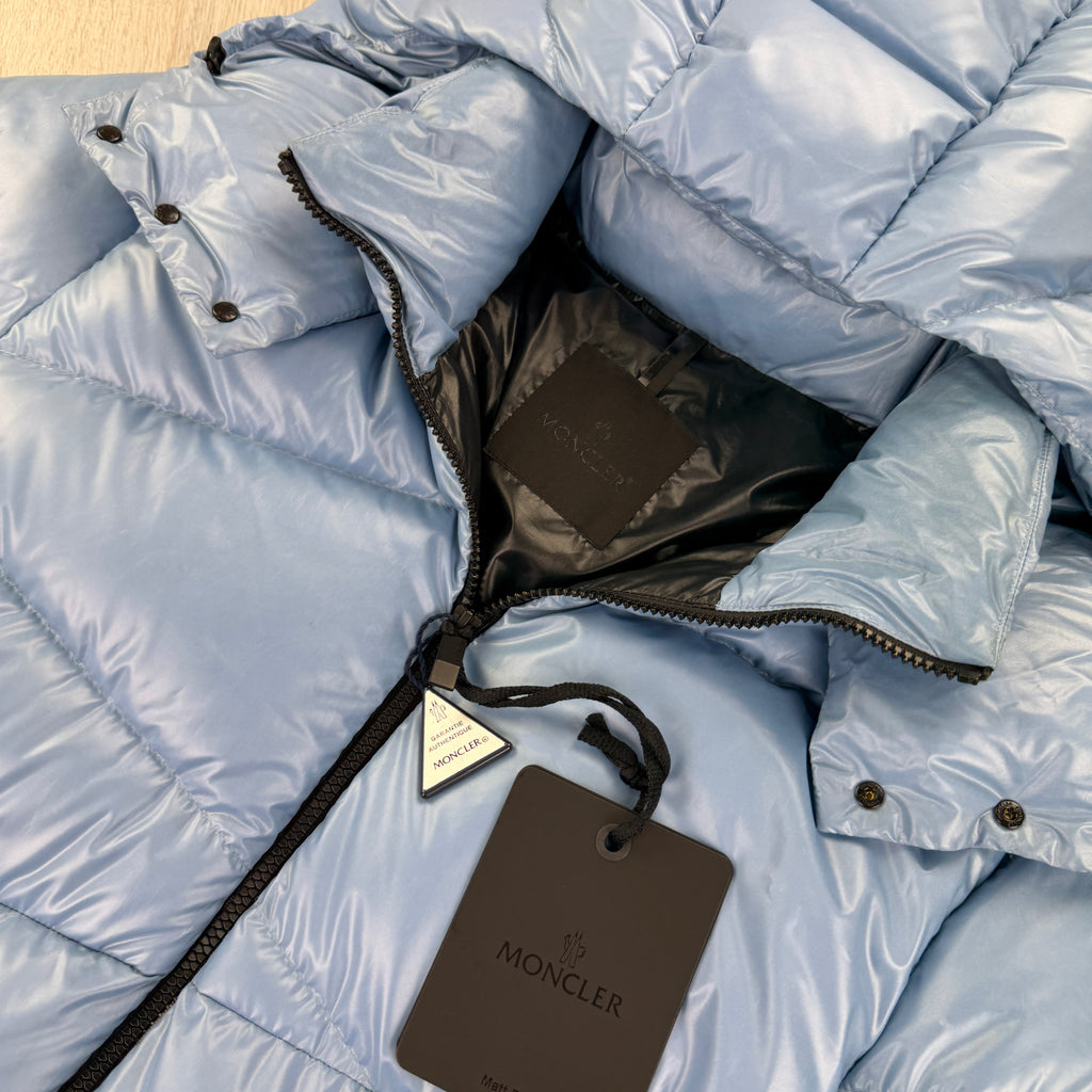 Moncler Men’s Yonne Baby Blue Black Badge Zip-up Down Jacket