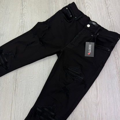 Amiri MX1 Black Distressed Slim Jeans - Uk 31