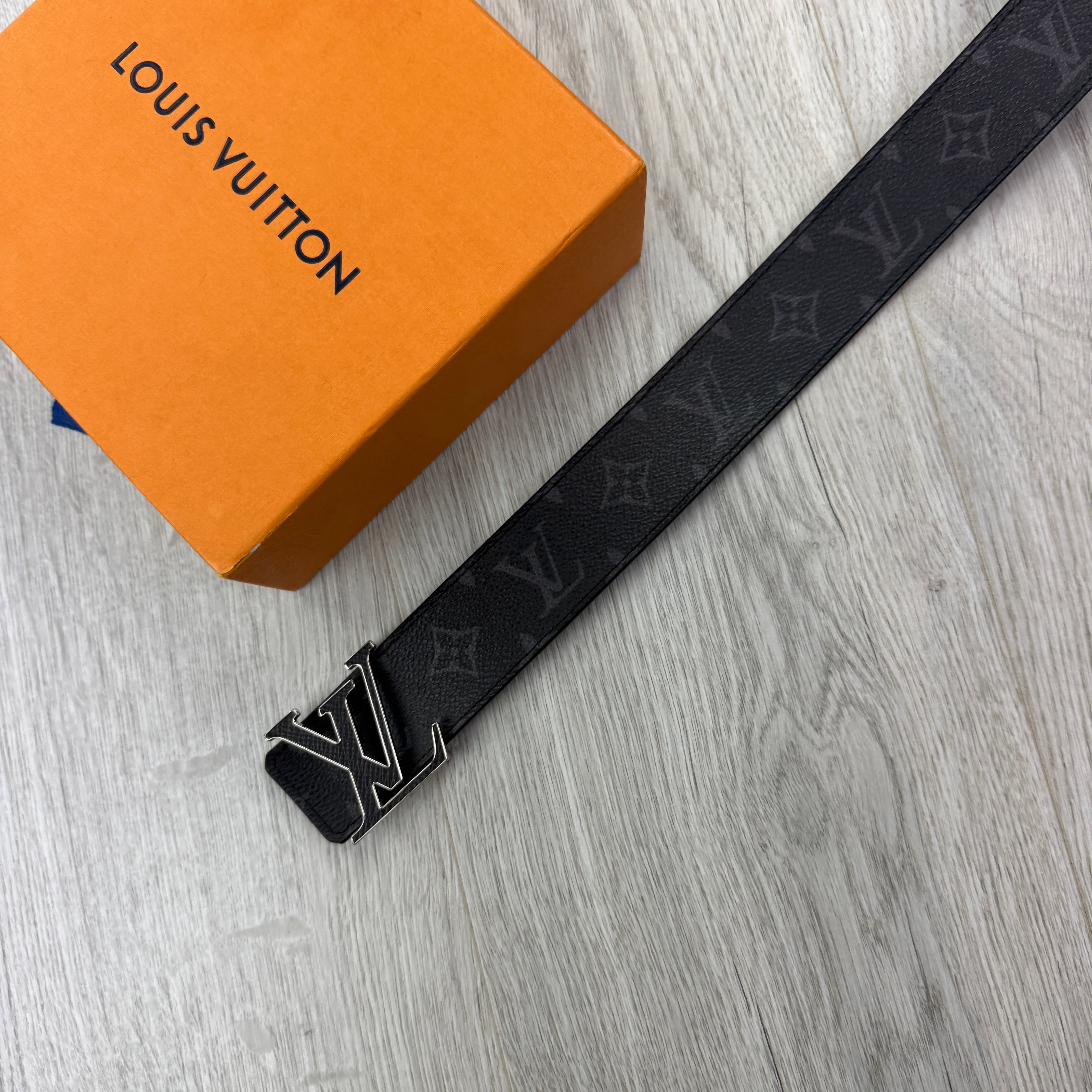 Louis Vuitton Men's Black Leather Monogram Belt - 85 (28-32