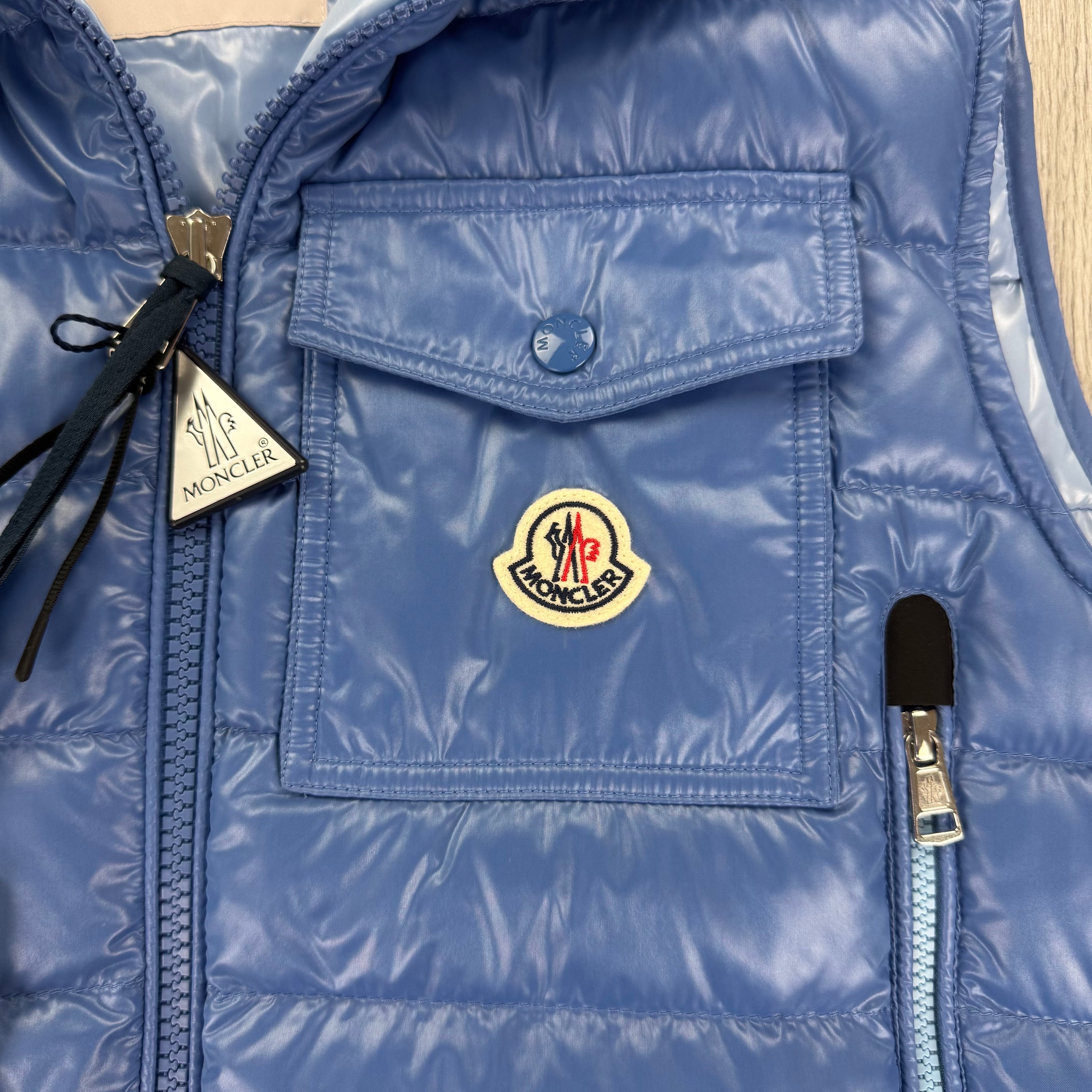 Moncler Morellet Men’s Ragot Baby Blue Hooded Gilet - Size 2