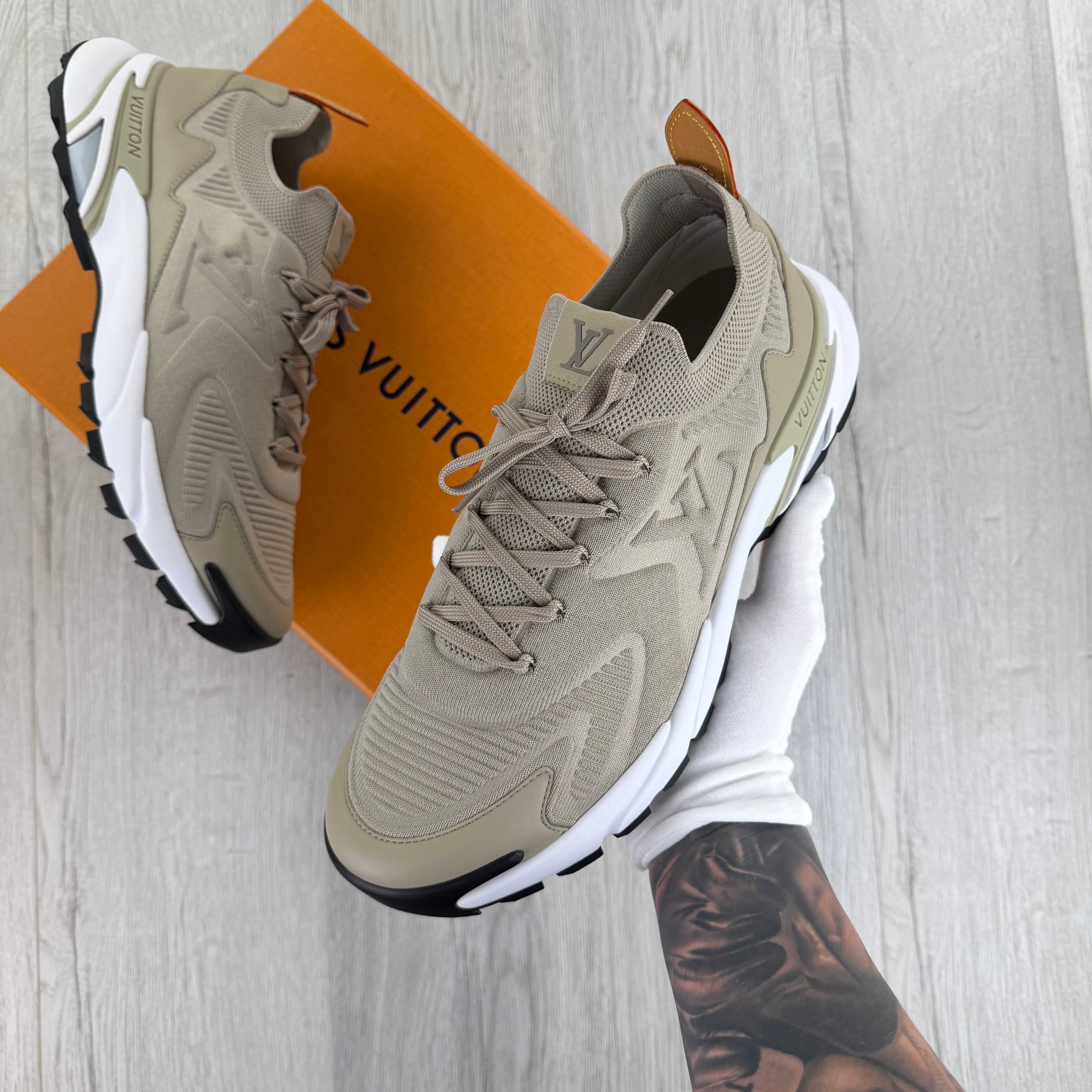 Louis Vuitton Men’s Beige & White Tactic Trainers