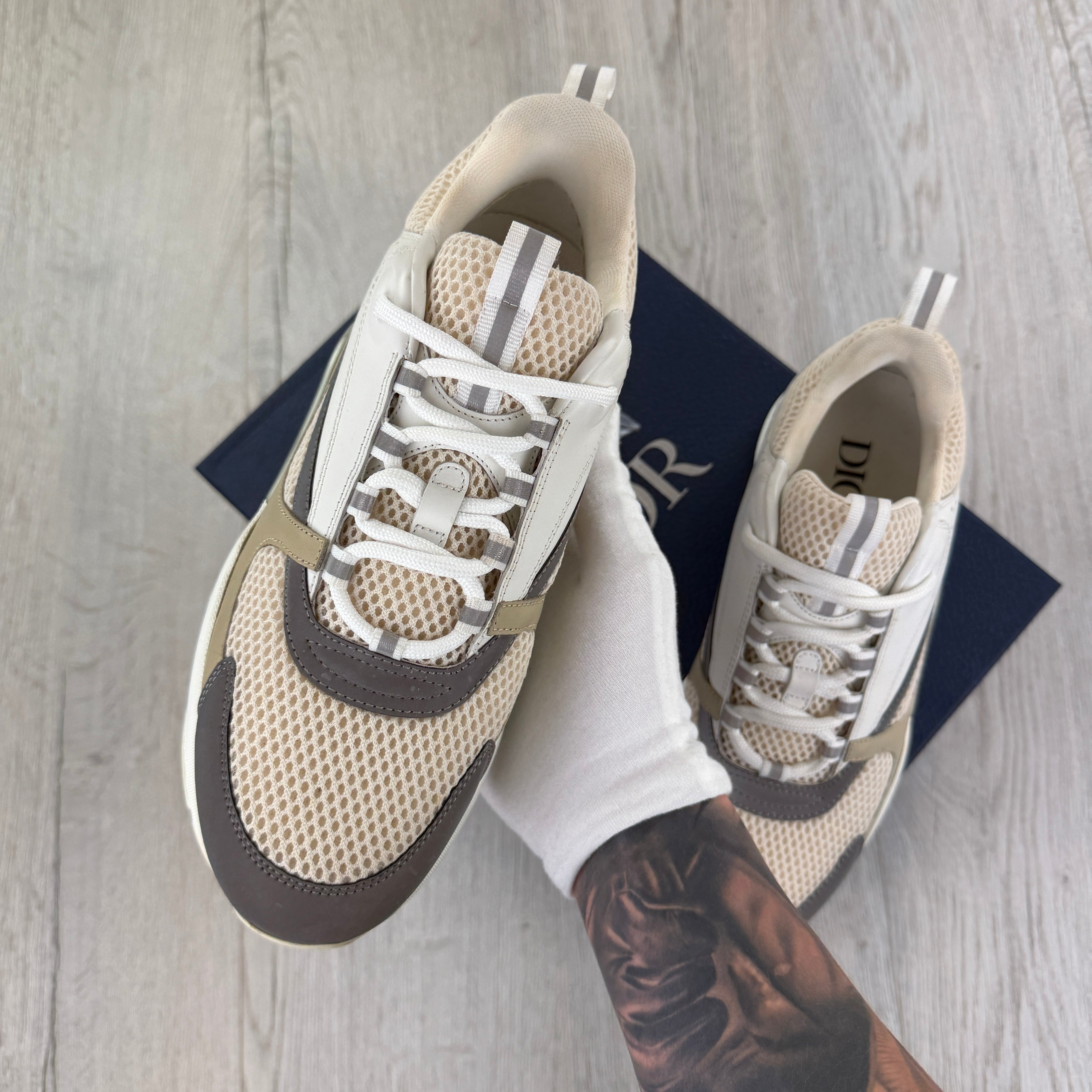 Dior B22 Men's Cream Beige White Trainers - 42 (Fit Uk 7.5
