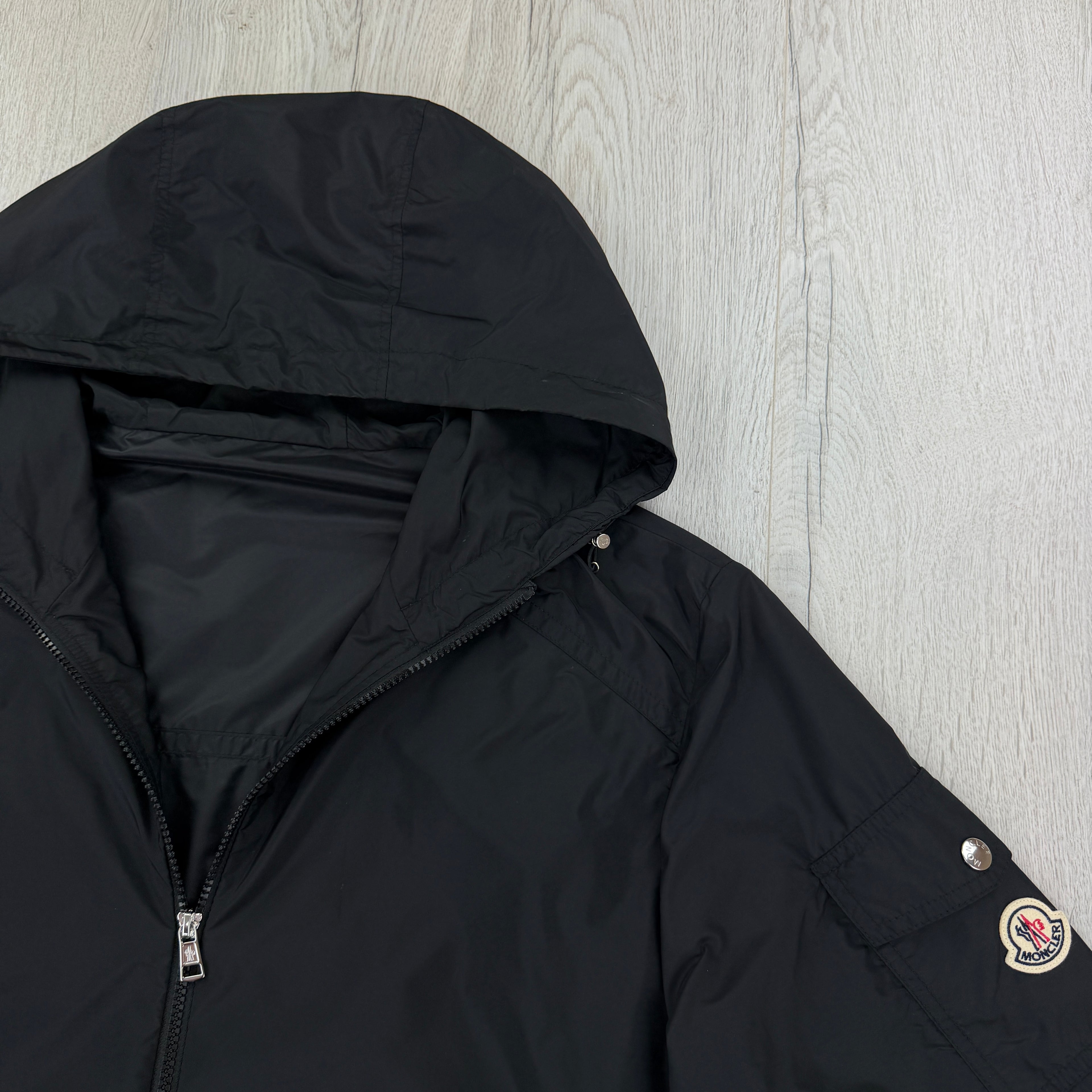 Moncler Men’s Black Windbreaker Etiache Hooded Rain Jacket - Size 4