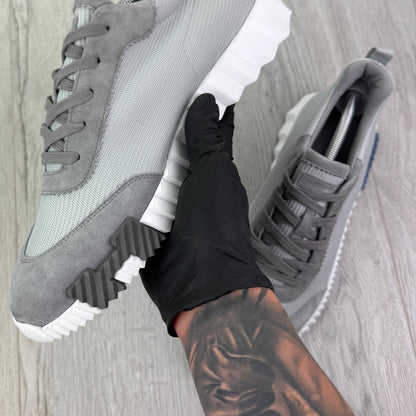 Hermes Men’s Grey Suede Bouncing Sneakers - Uk 11