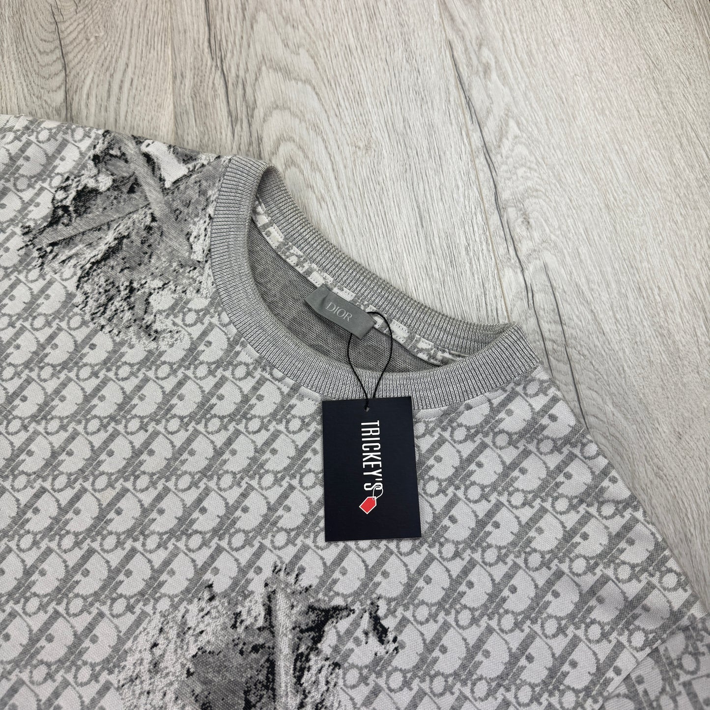 Dior Men’s Grey Oblique Daniel Arsham T-shirt - Large