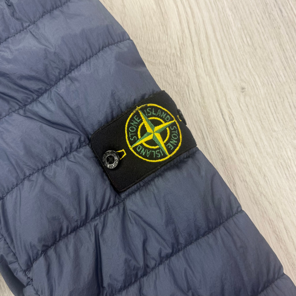 Stone Island Men’s Zip-up Padded Blue Overshirt - Medium