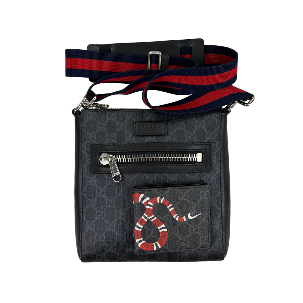 Gucci Messenger Men’s GG Black Small Side Bag & Snake Wallet