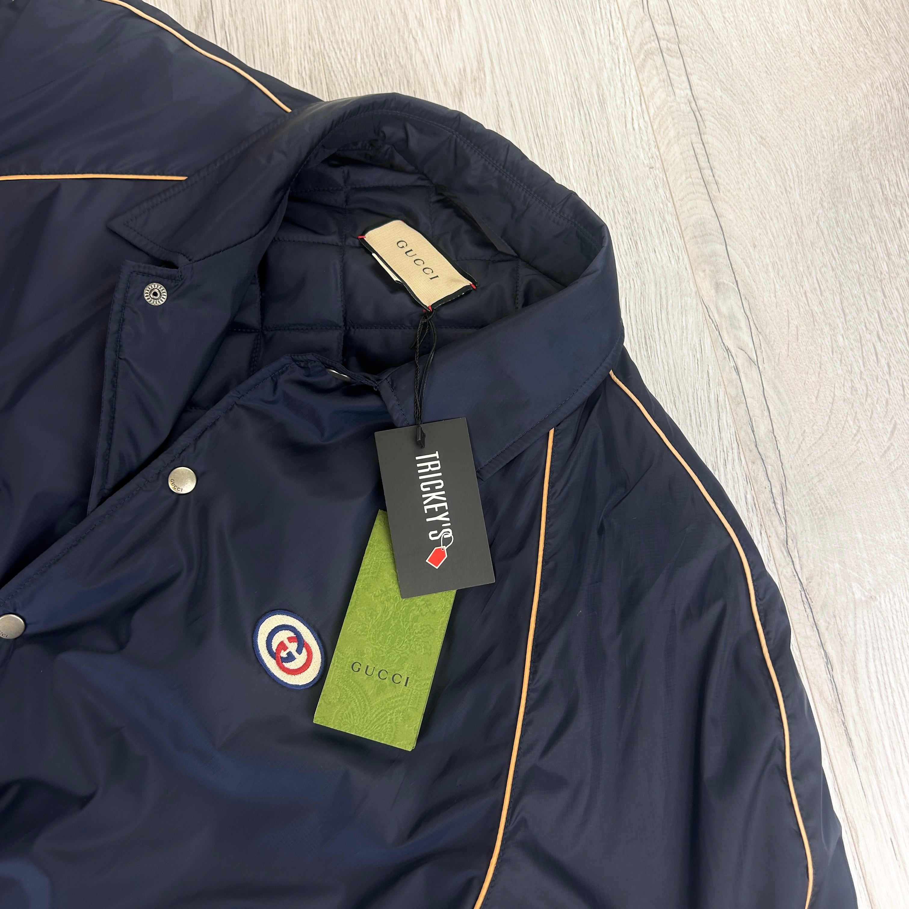 Gucci Men’s Navy Button-up Bomber Jacket - 58