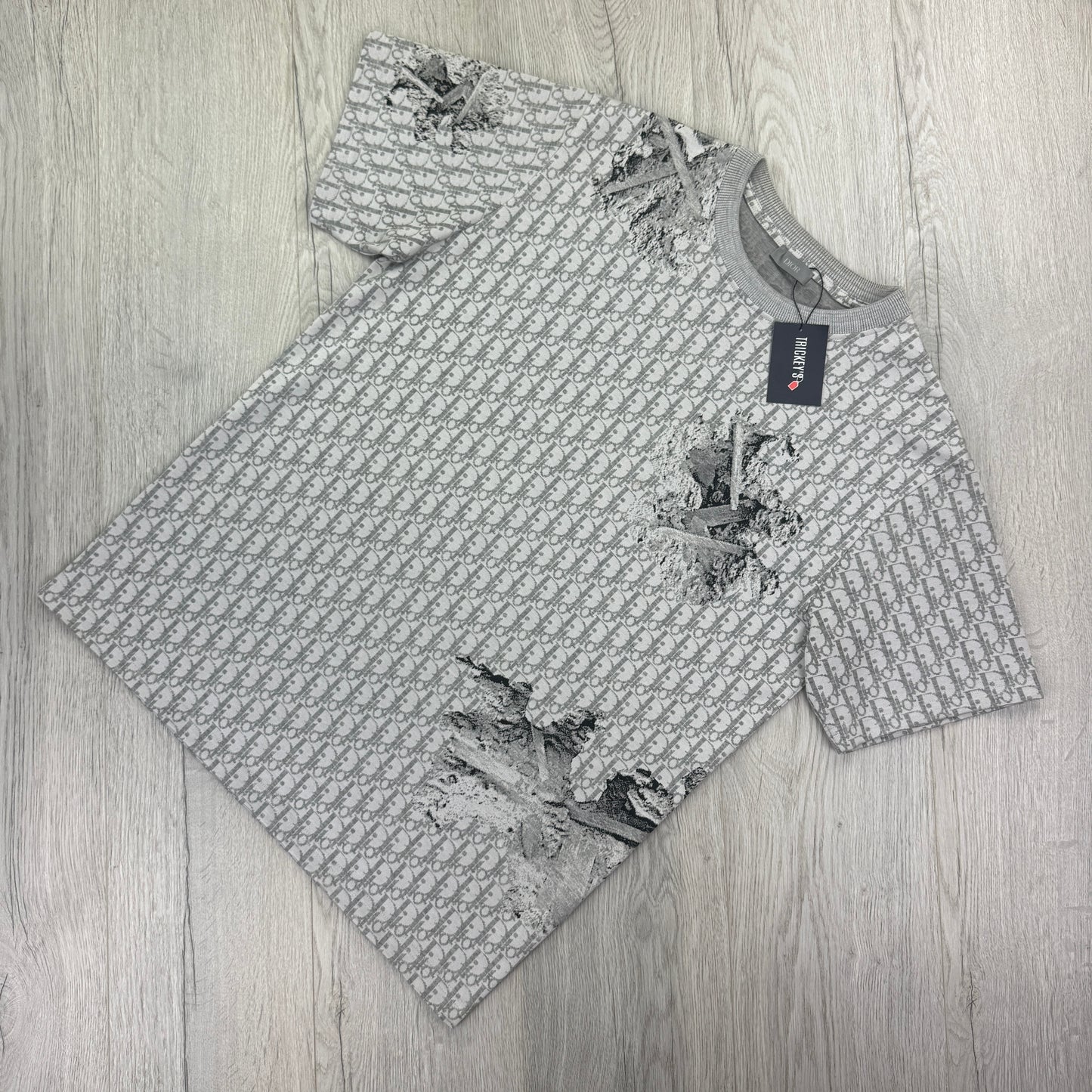 Dior Men’s Grey Oblique Daniel Arsham T-shirt - Large