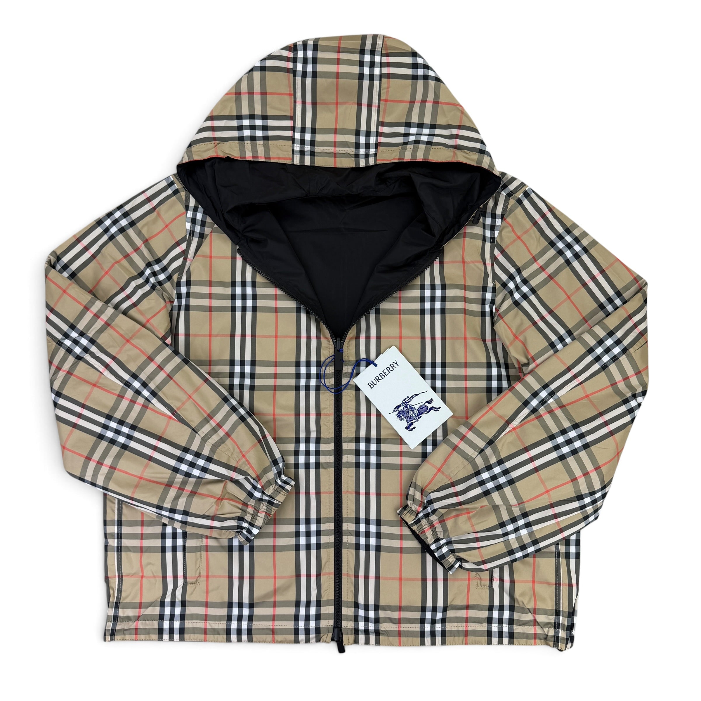 Burberry Men’s Vintage Check Reversible Windbreaker Jacket - Large