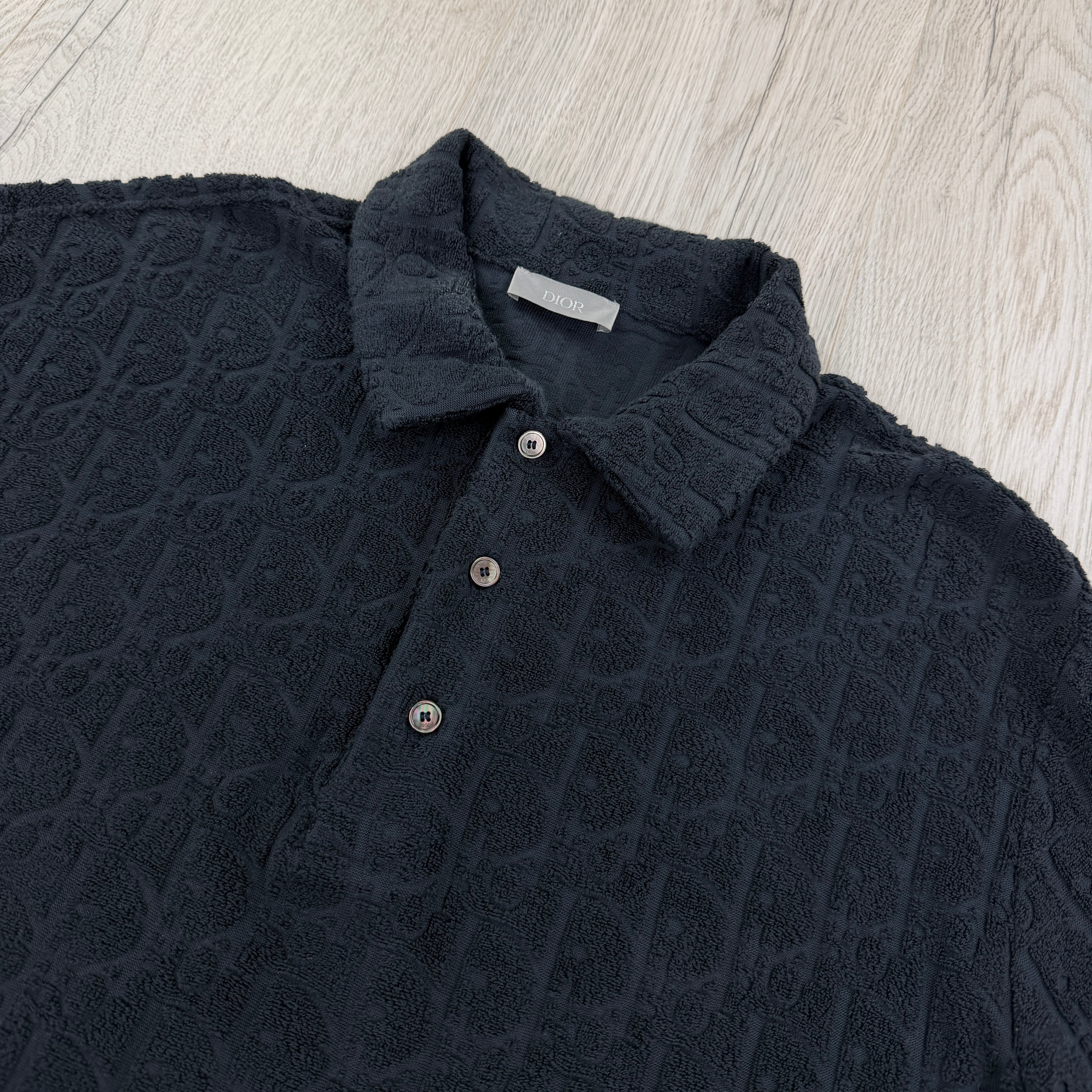 Dior Men’s Navy Oblique Towel Polo Shirt - Small (Fit Medium)