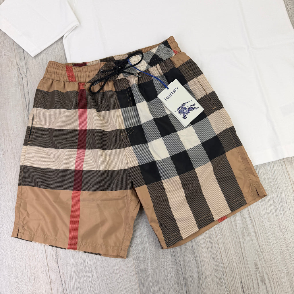 Burberry Men’s White T-shirt & Shorts Set