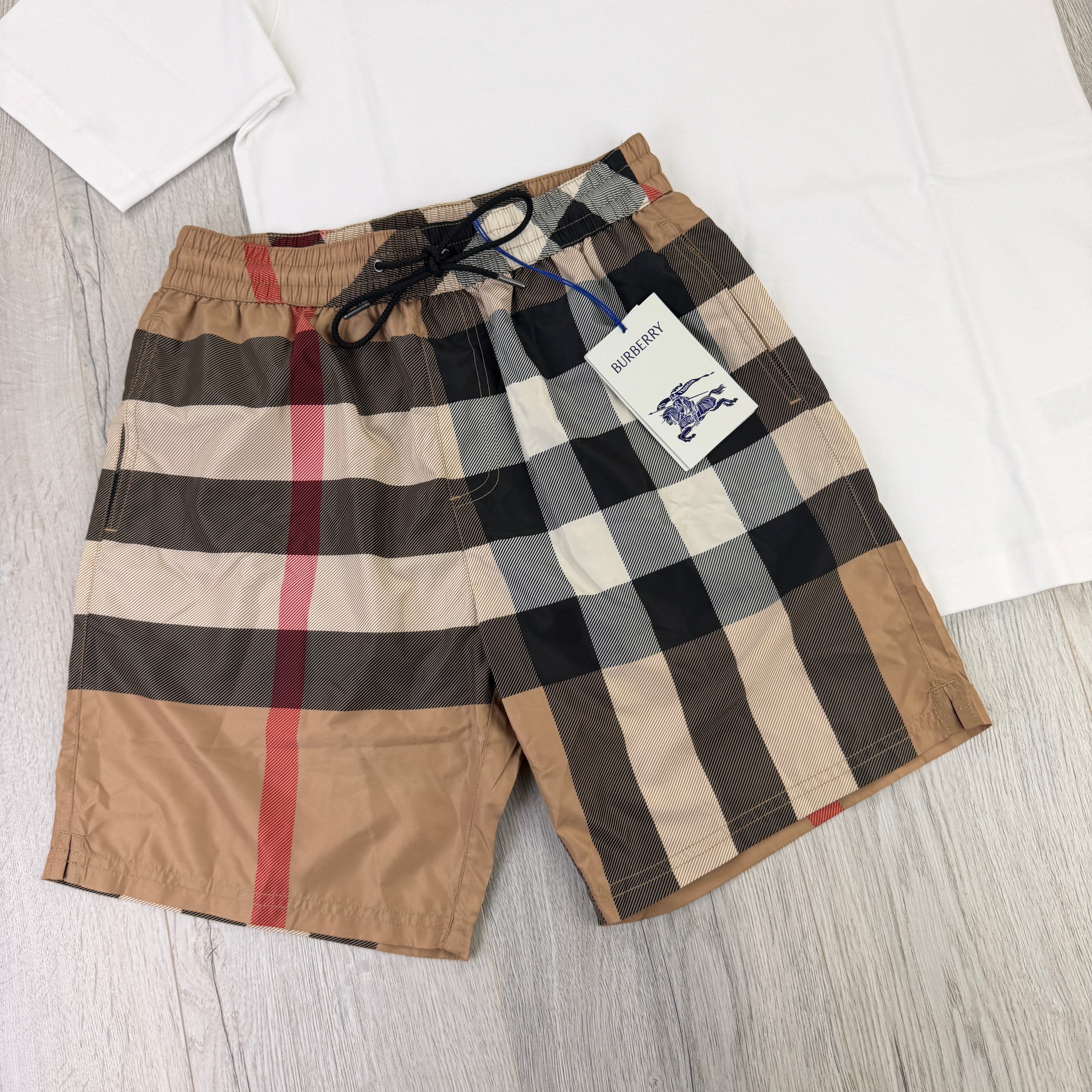Burberry Men’s White T-shirt & Shorts Set