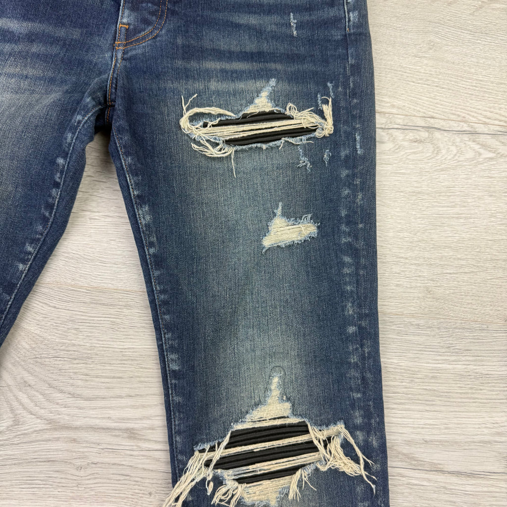 Amiri Men’s MX1 Distressed Blue Jeans