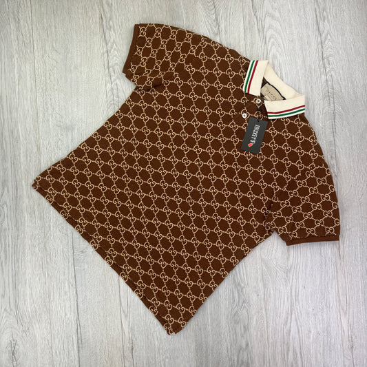 Gucci Men’s Brown GG Interlocking Polo Shirt - Medium