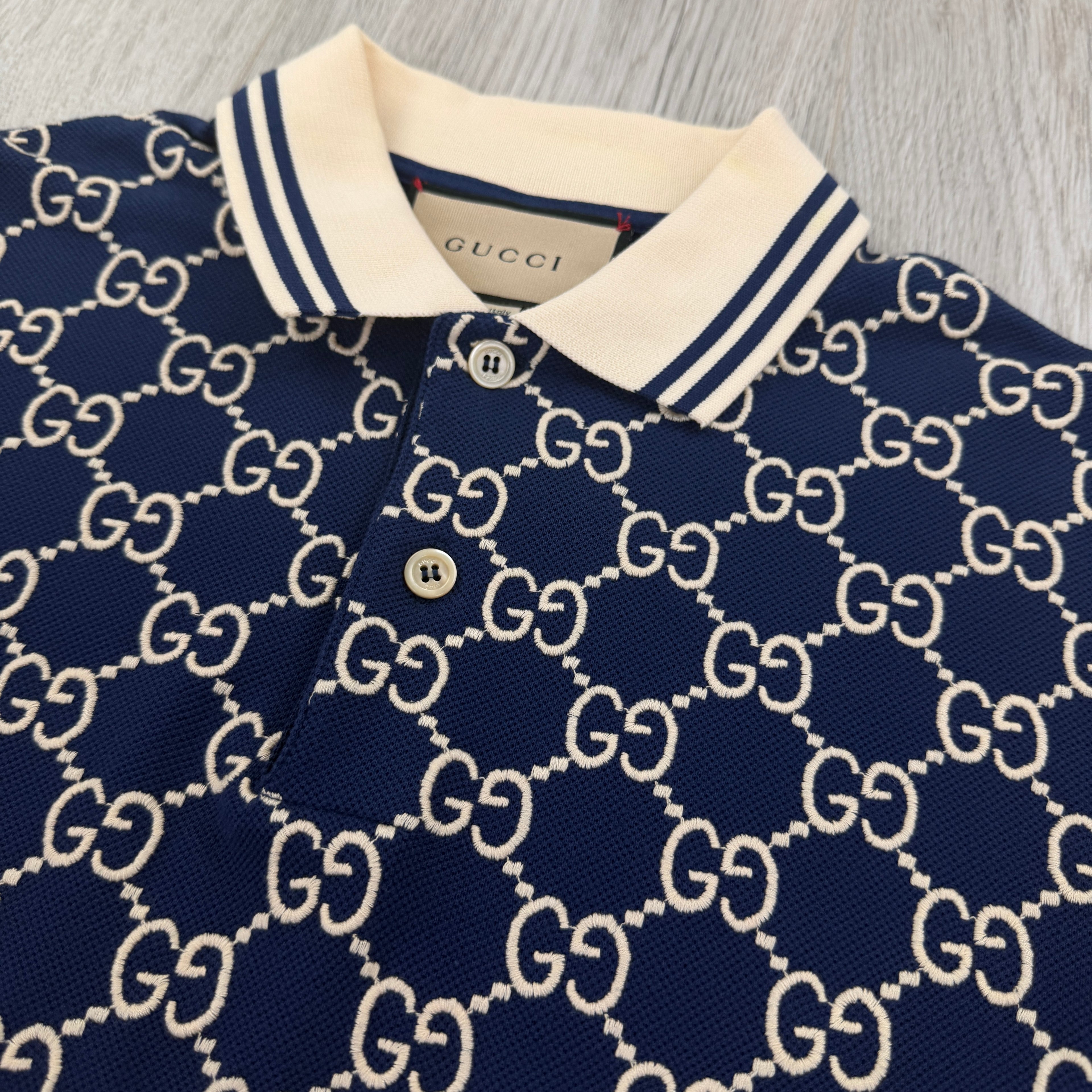 Gucci Men’s Navy GG Interlocking Polo Shirt