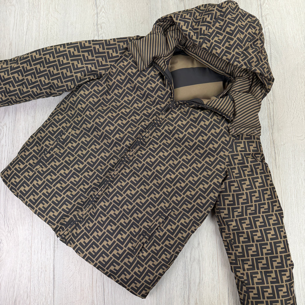 Fendi Men’s Zip-up FF Monogram Reversible Down Jacket - Size 52