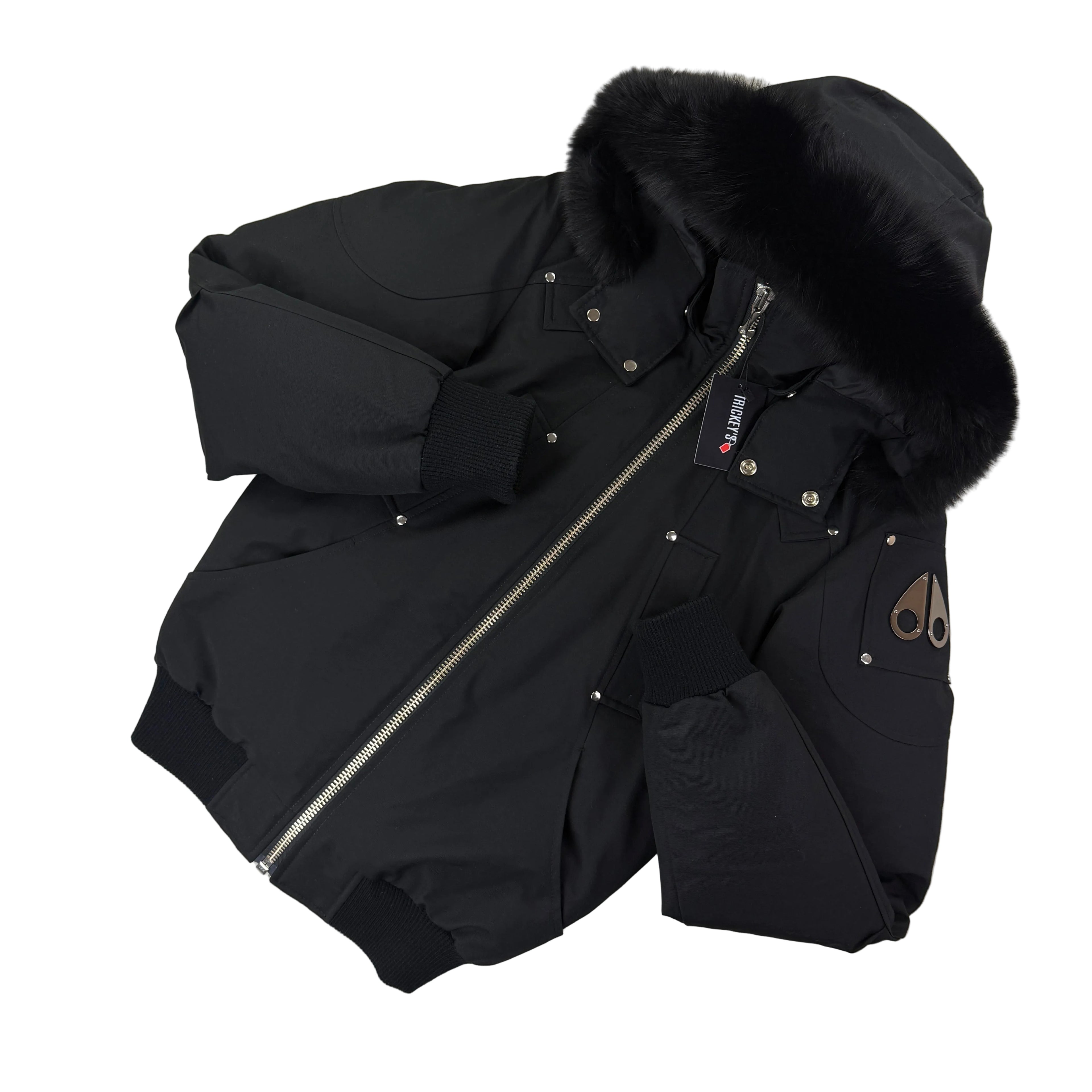 Moose Knuckles Men’s Black Zip-up Ballistic Bomber Parker Jacket - XS