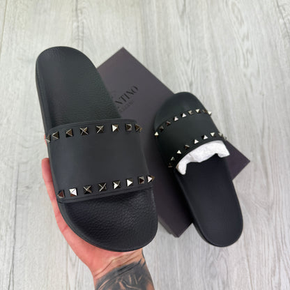 Valentino Men’s Black RockStud Sliders - UK 10