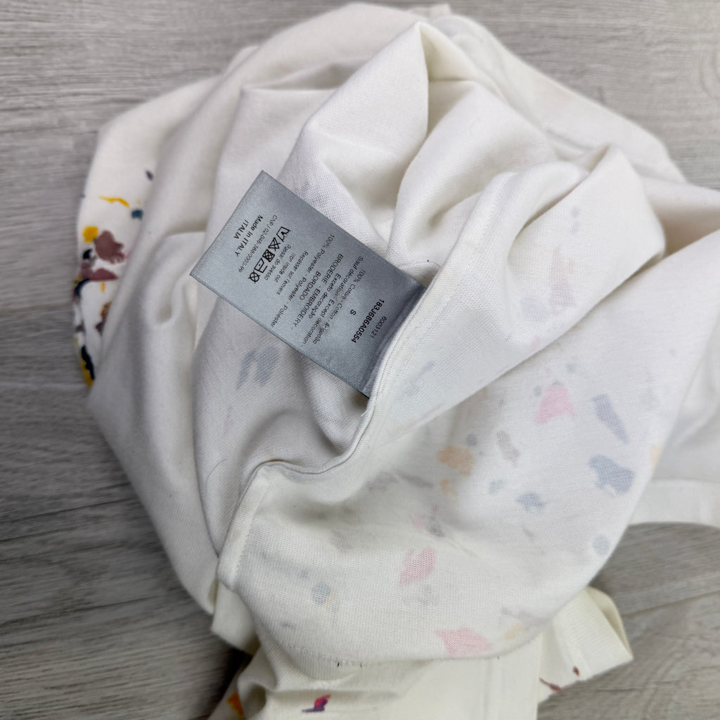 Dior Men’s White Paint Splattered T Shirt - Small