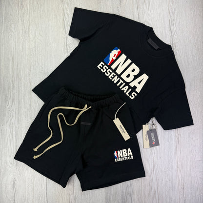 Essentials x NBA Men’s Black T-shirt & Short Set
