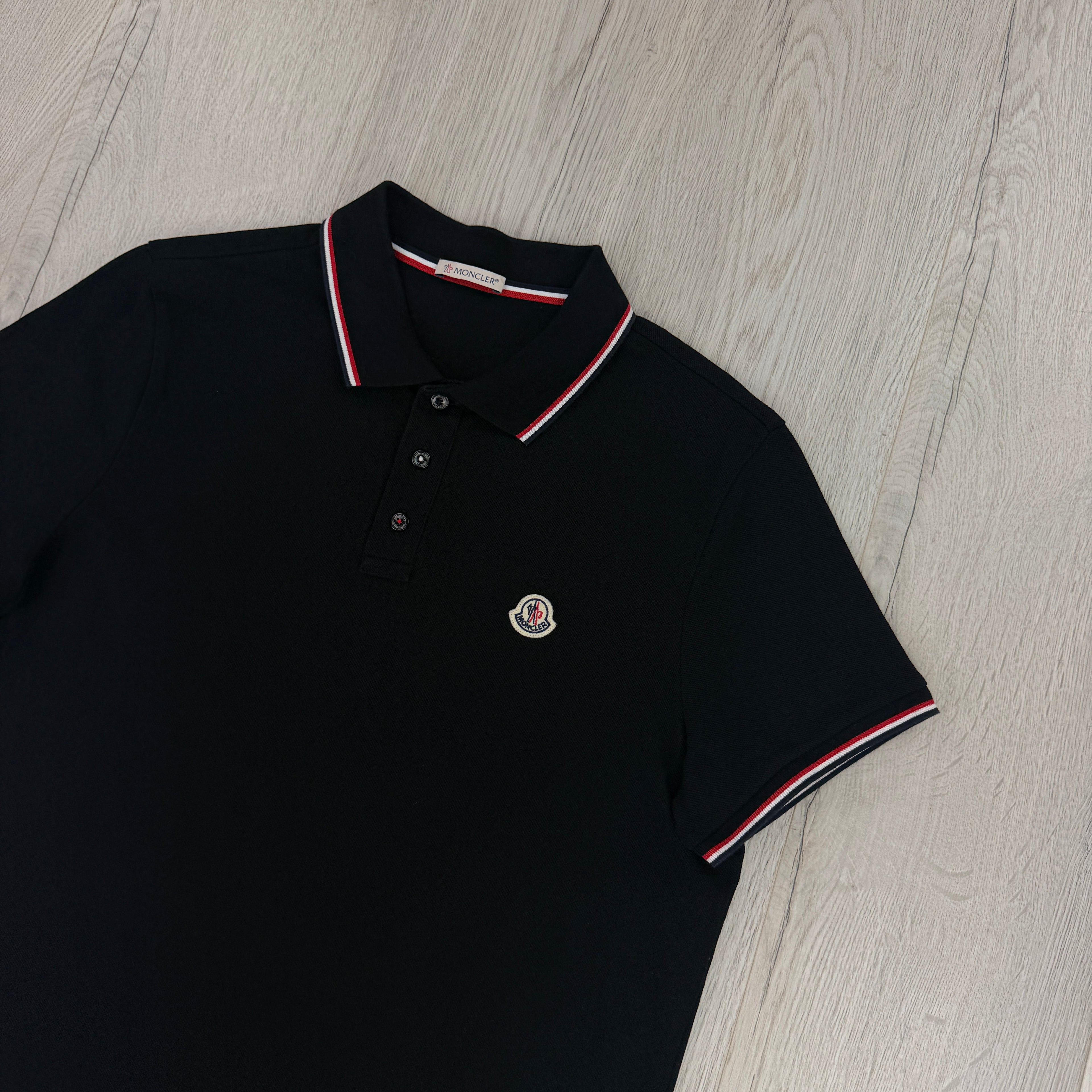 Moncler Men’s Black Polo Shirt - Large Slim