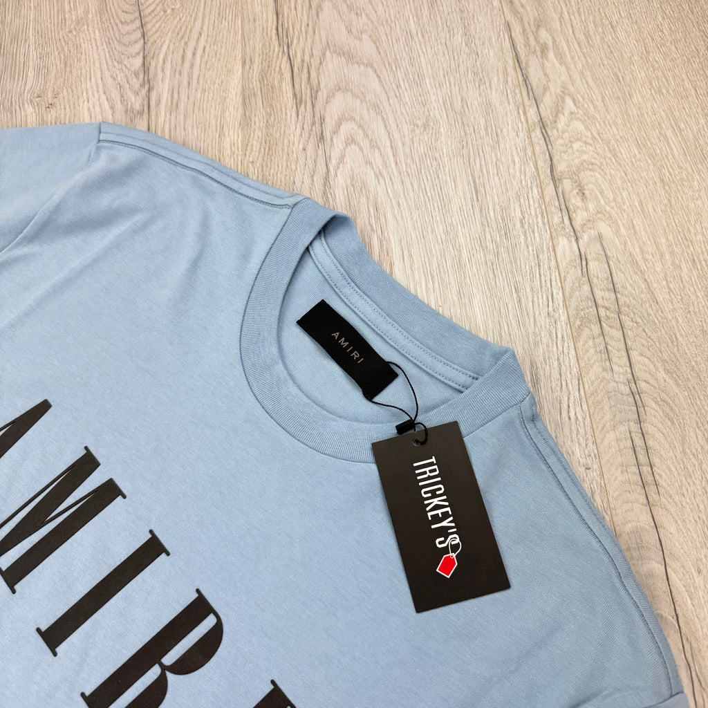 Amiri Men’s Baby Blue T-shirt Black Logo